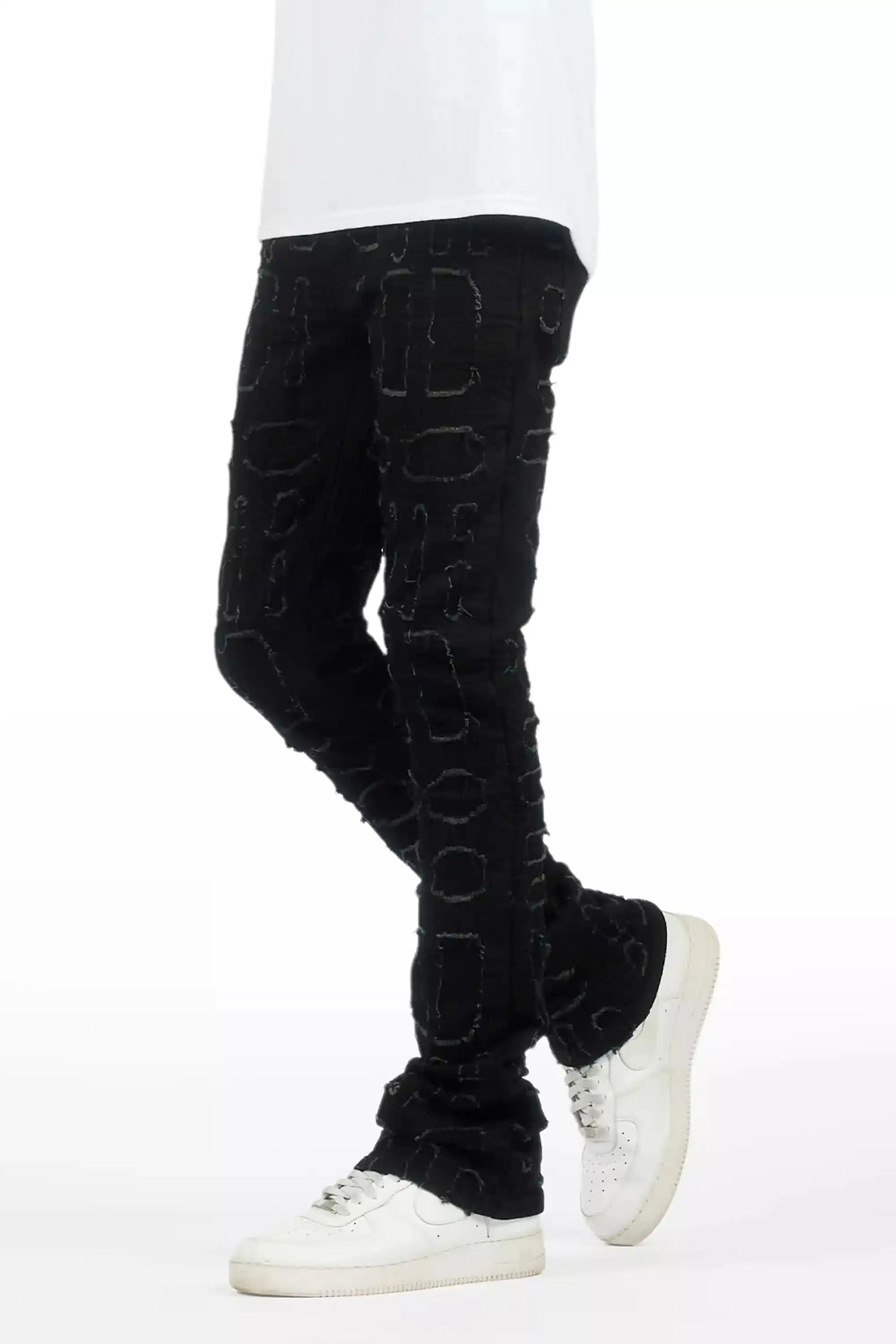 Gribo Black Stacked Flare Jean sold by Rockstar Original