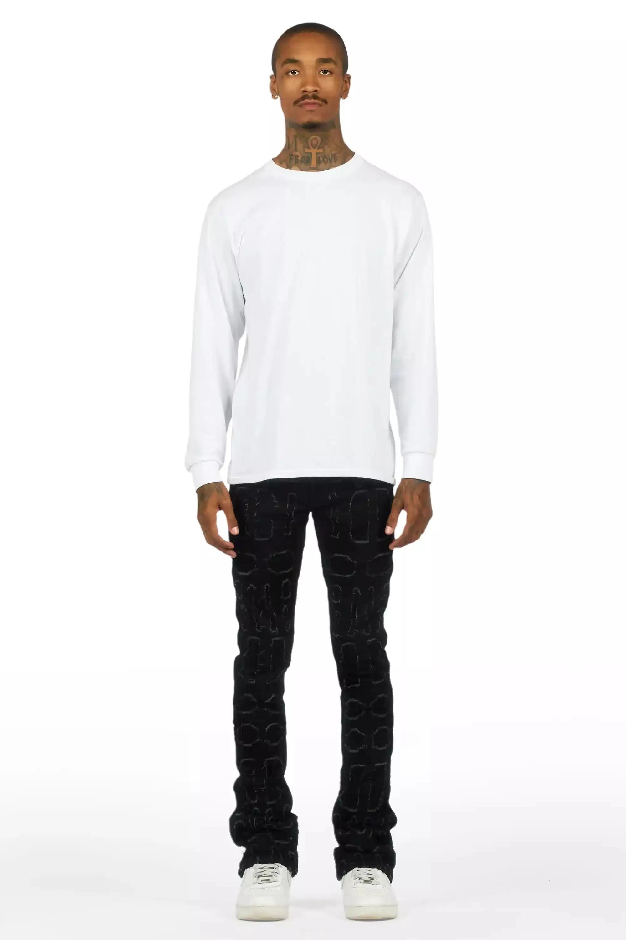 Gribo Black Stacked Flare Jean sold by Rockstar Original product image thumbnail 3