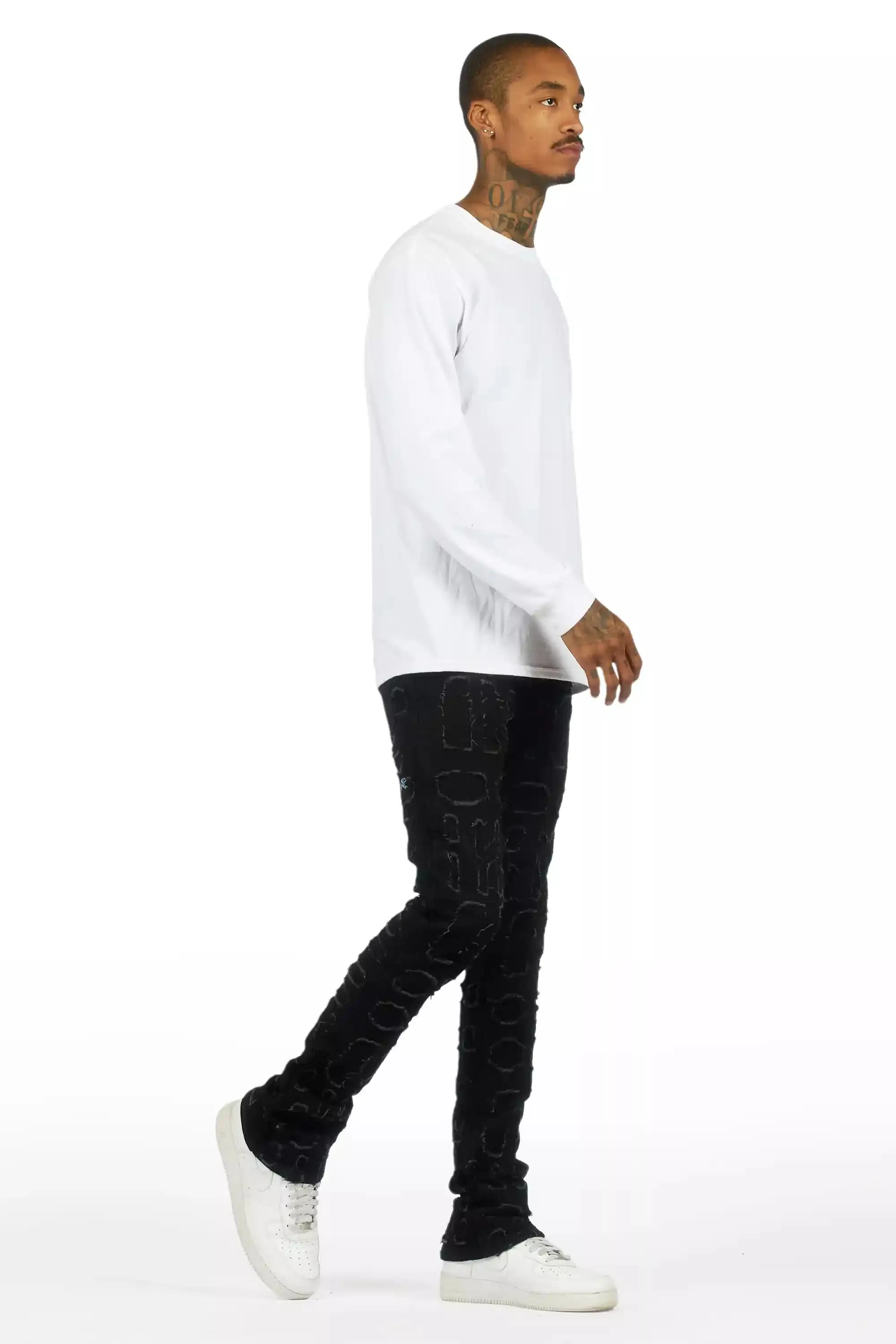 Gribo Black Stacked Flare Jean sold by Rockstar Original product image thumbnail 4