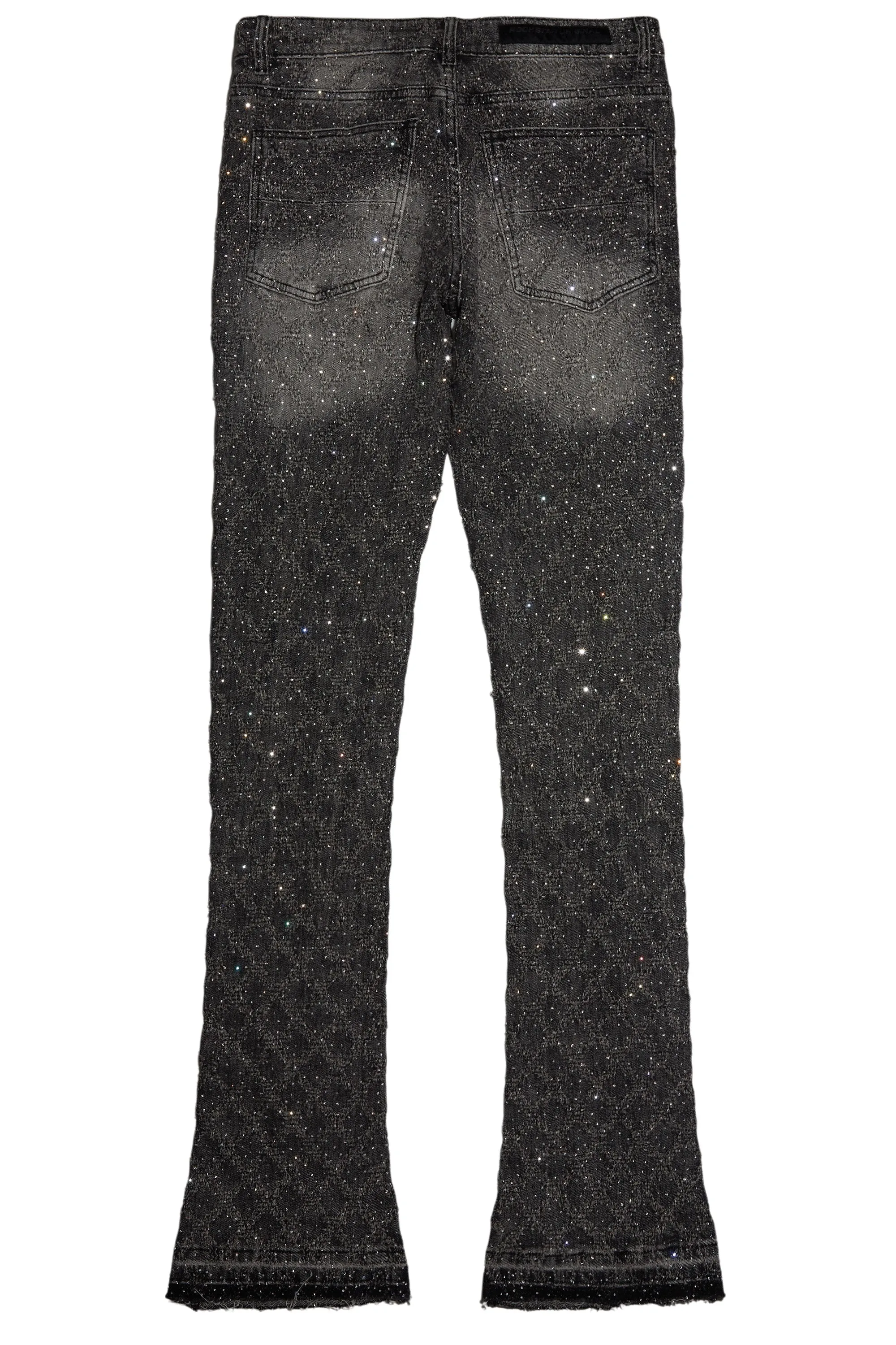 Glit Dark Grey Rhinestone Stacked Flare Jean sold by Rockstar Original product image thumbnail 3