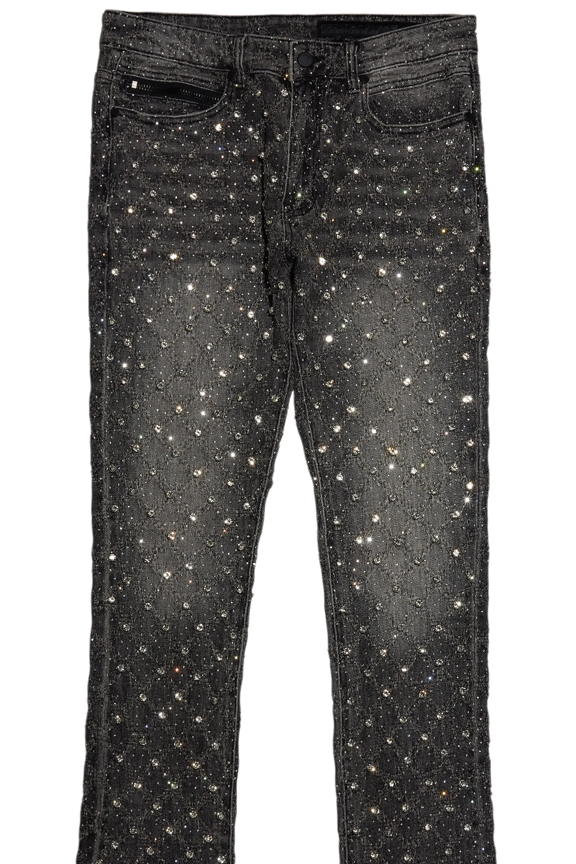 Glit Dark Grey Rhinestone Stacked Flare Jean sold by Rockstar Original product image thumbnail 2