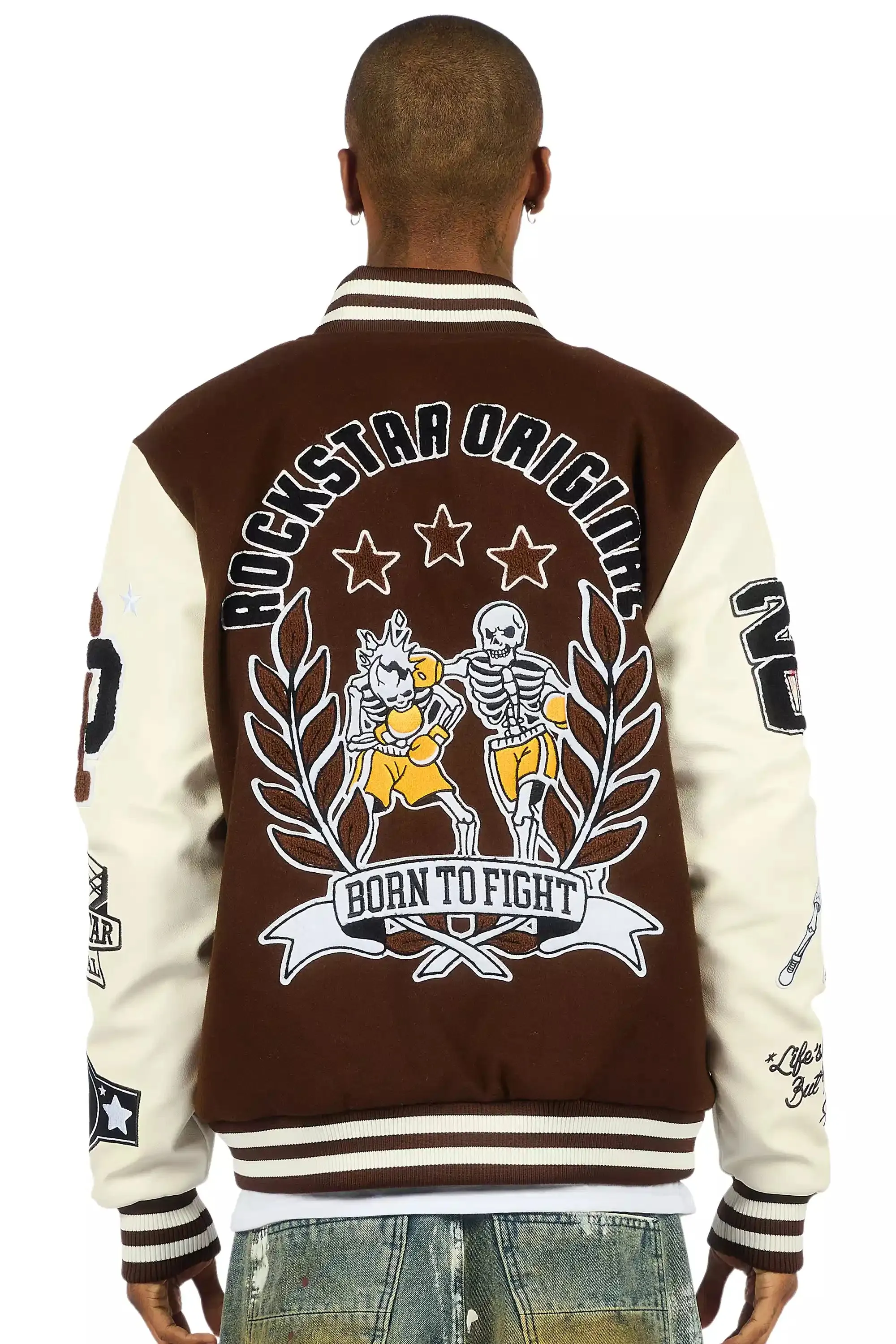 Lutador Brown Varsity Jacket sold by Rockstar Original product image thumbnail 5