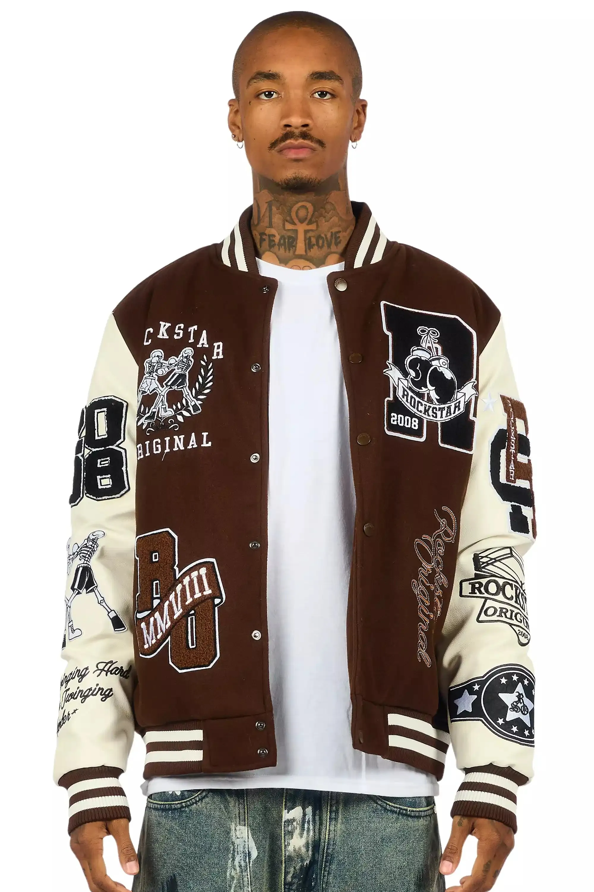 Lutador Brown Varsity Jacket sold by Rockstar Original product image thumbnail 3