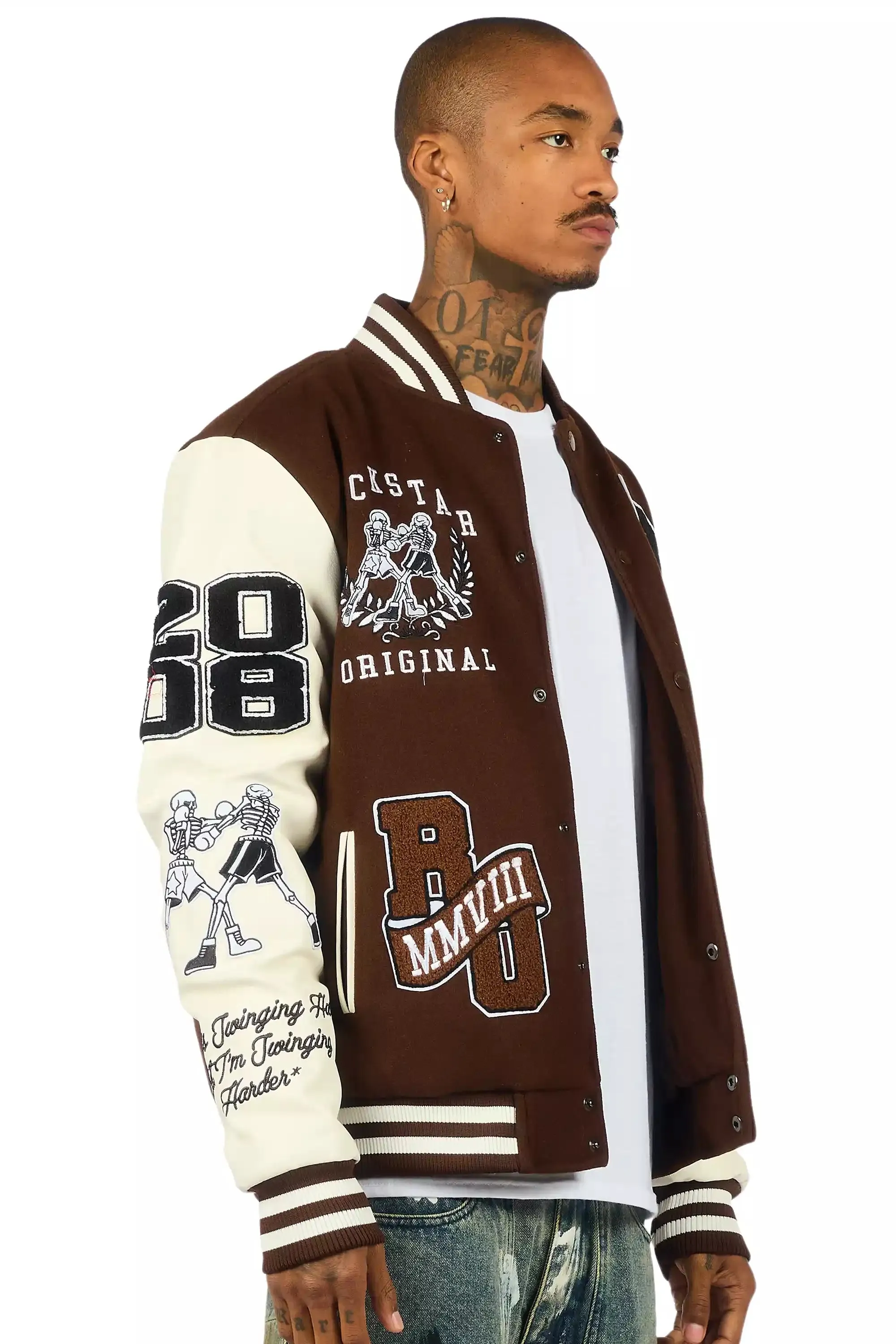 Lutador Brown Varsity Jacket sold by Rockstar Original product image thumbnail 4