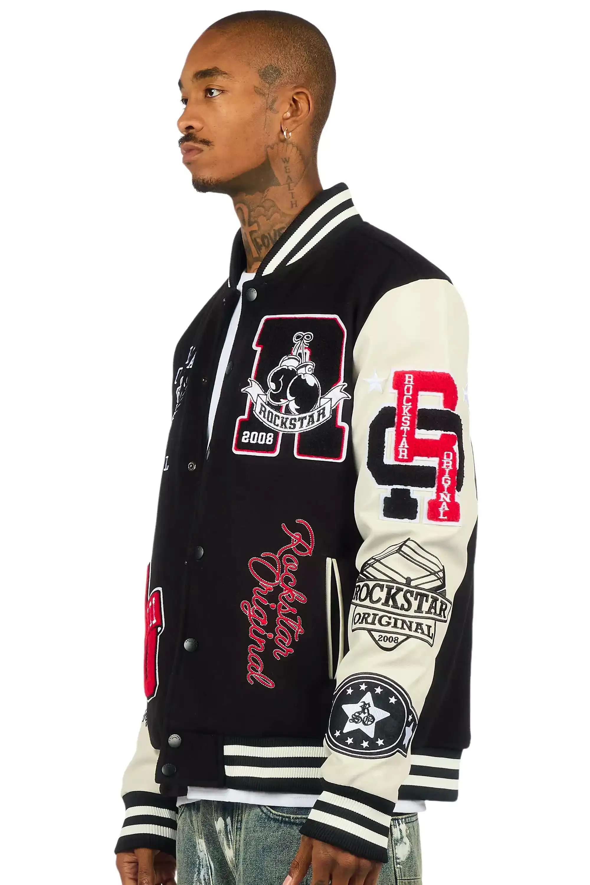 Lutador Black Varsity Jacket sold by Rockstar Original product image thumbnail 4