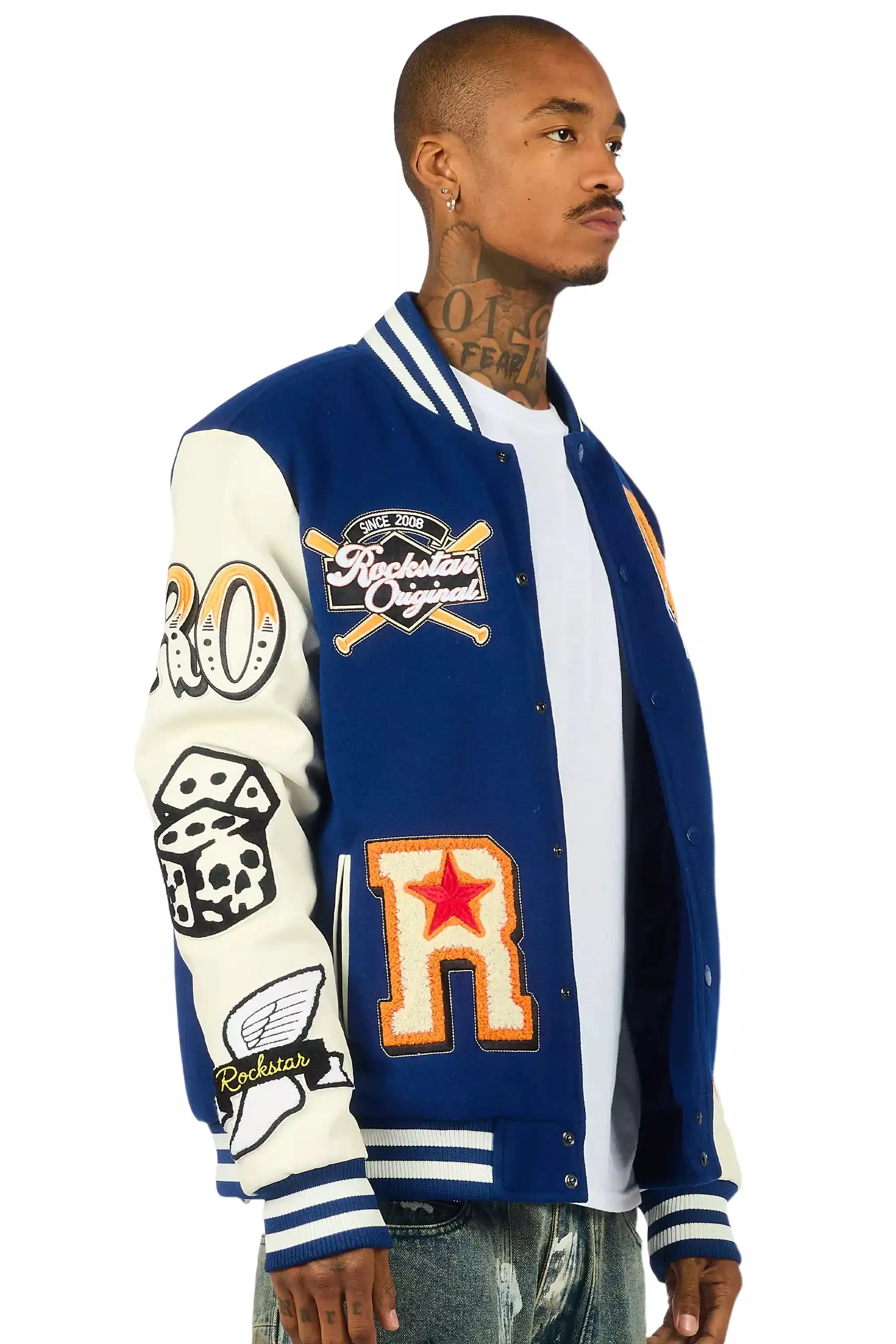 Forbidden Navy Varsity Jacket sold by Rockstar Original product image thumbnail 4