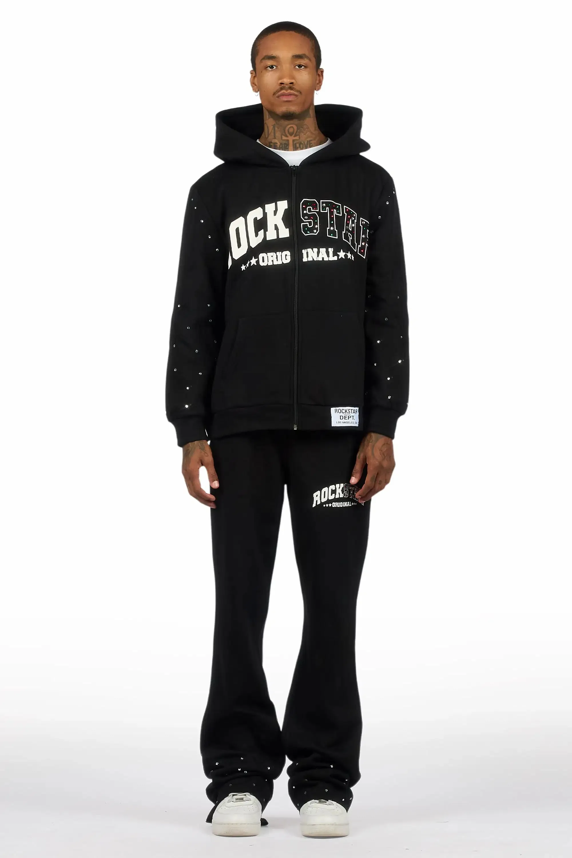 Otik Black Rhinestone Hoodie Baggy Fit Pant Track Set sold by Rockstar Original product image thumbnail 2