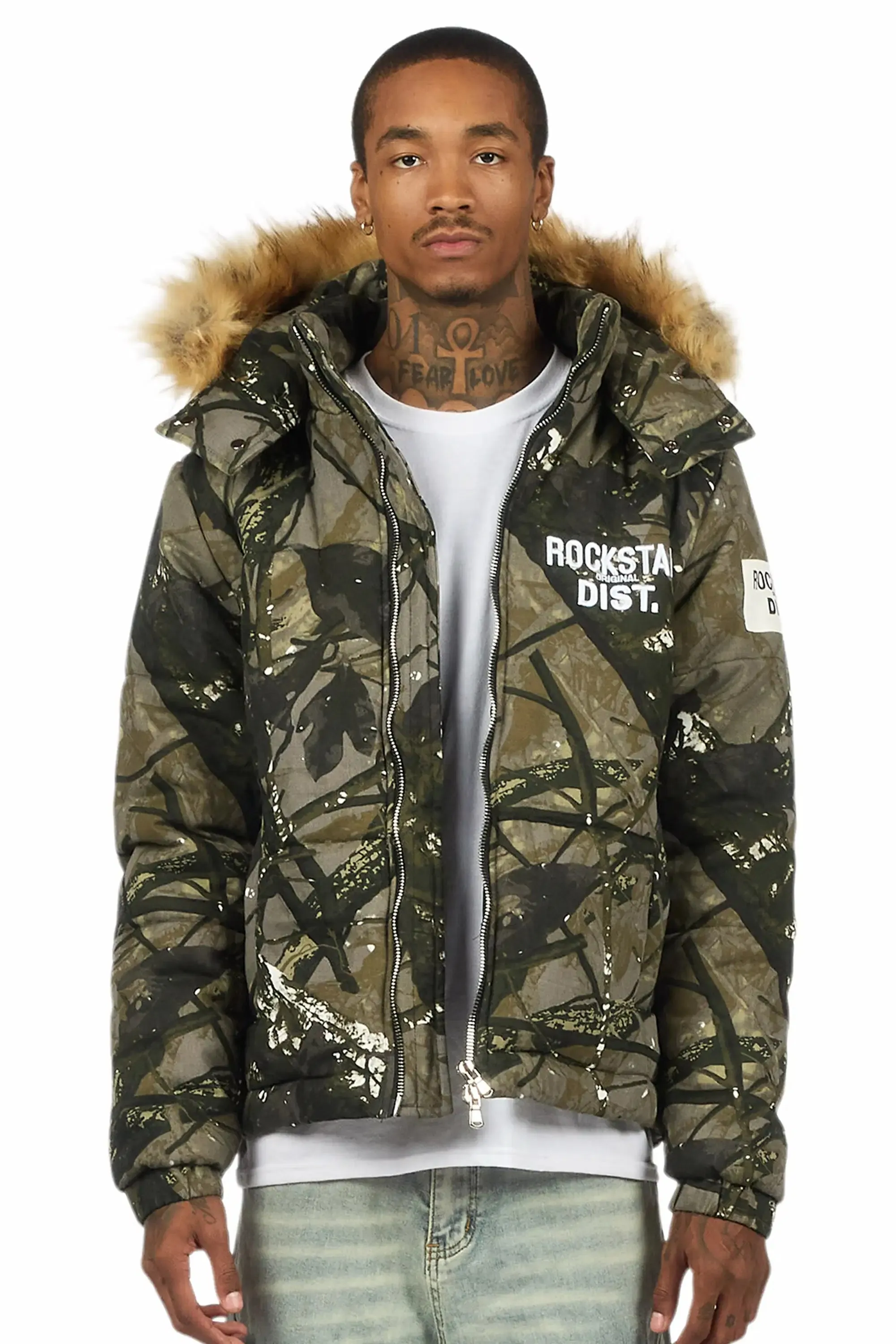 Bevis Camo Puffer Jacket With Faux Fur Hood sold by Rockstar Original product image thumbnail 3