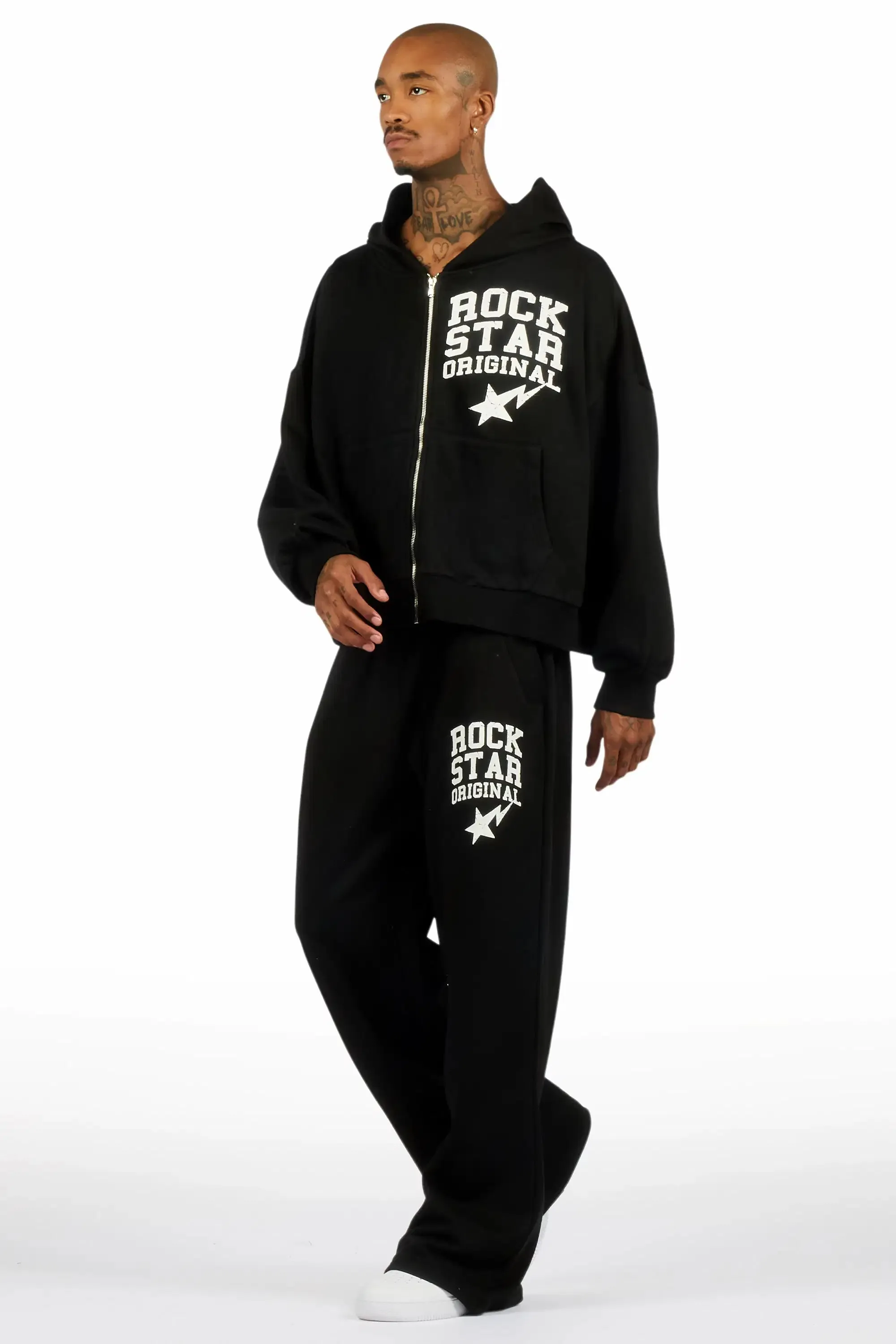 Staple Black Hoodie Baggy Fit Pant Track Set sold by Rockstar Original product image thumbnail 5