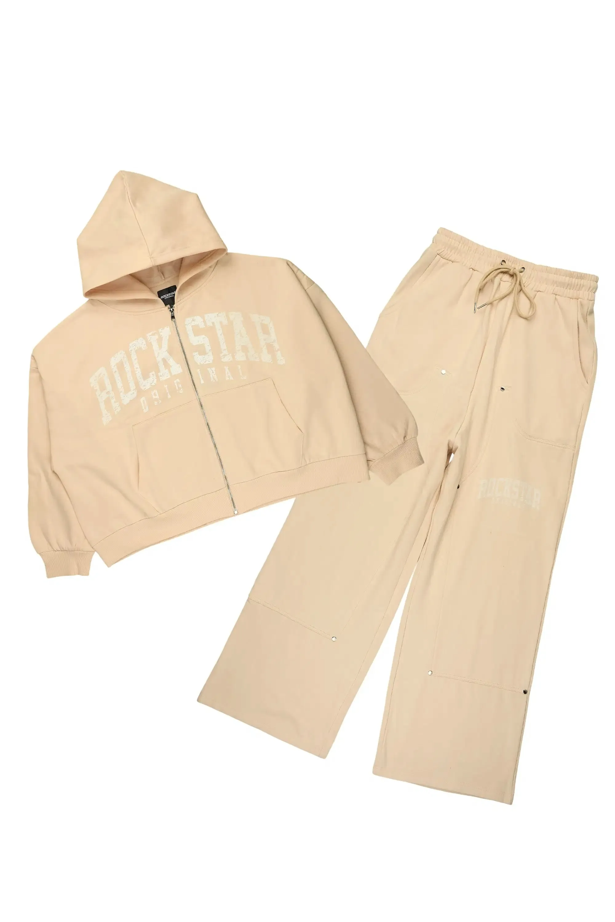 Warrior Beige Hoodie Baggy Fit Pant Track Set sold by Rockstar Original