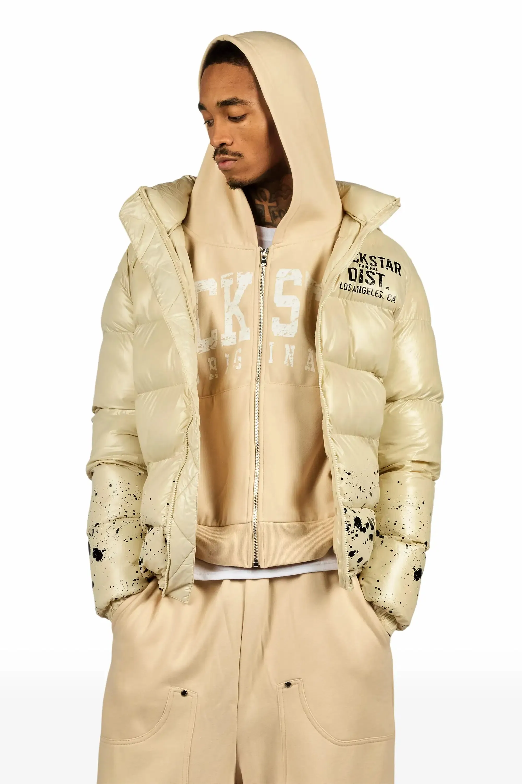 Warrior Beige Hoodie Baggy Fit Pant Track Set sold by Rockstar Original product image thumbnail 2