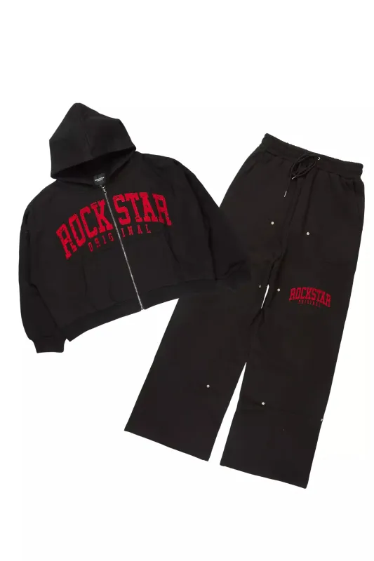 Warrior Black Hoodie Baggy Fit Pant Track Set sold by Rockstar Original
