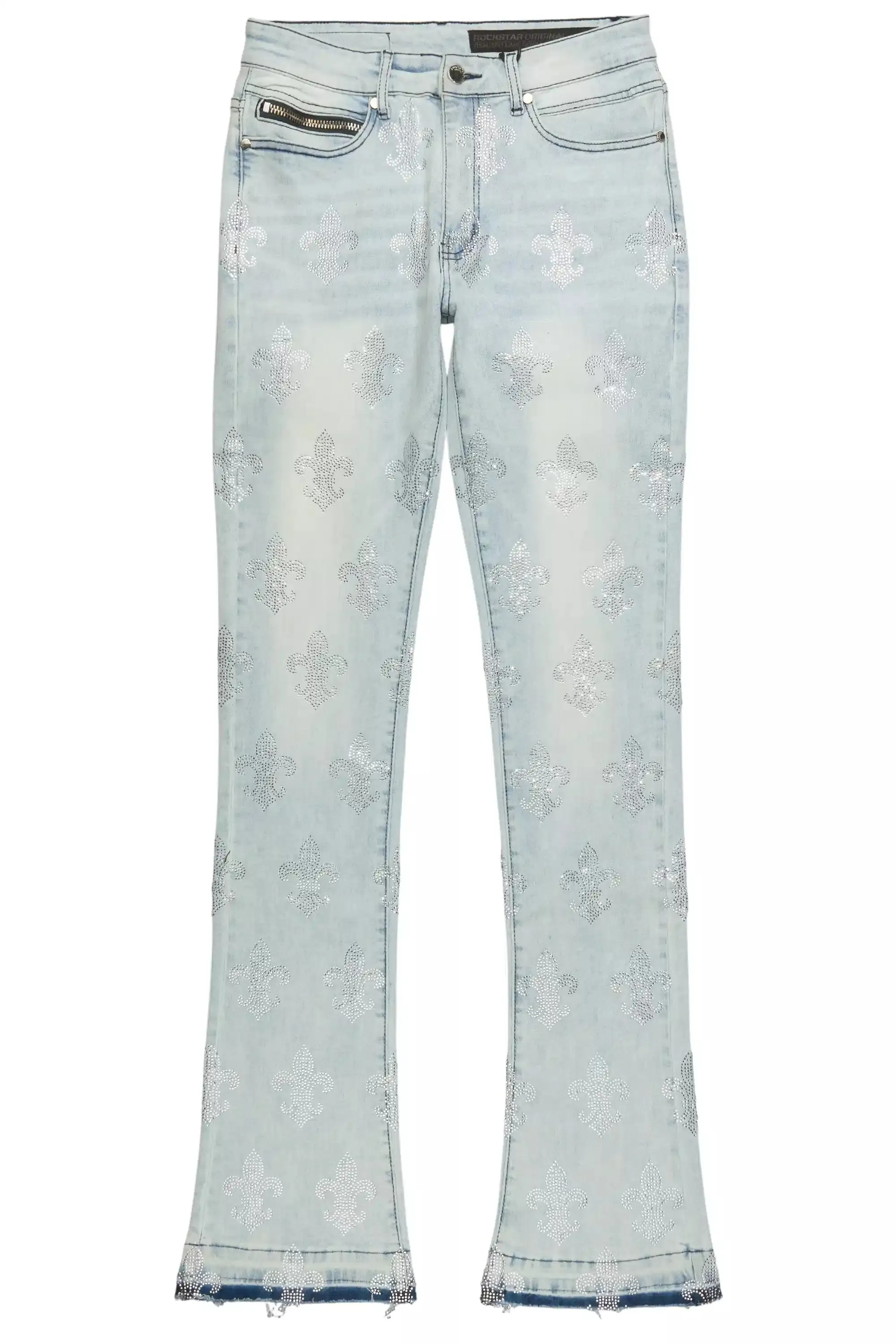Shyne Light Blue Rhinestone Stacked Flare Jean sold by Rockstar Original product image thumbnail 2