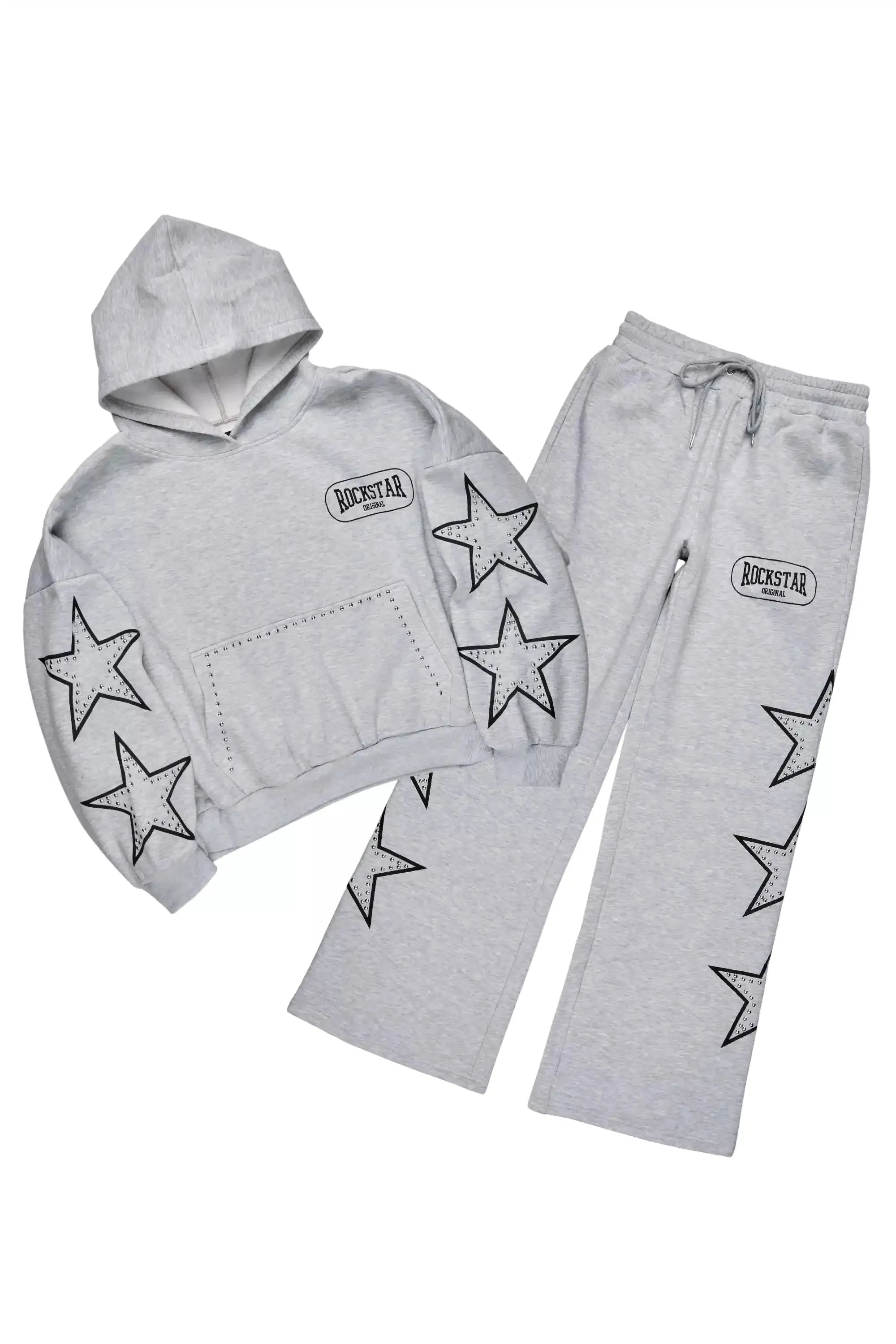 Zirka Heather Grey Hoodie Baggy Fit Pant Track Set sold by Rockstar Original