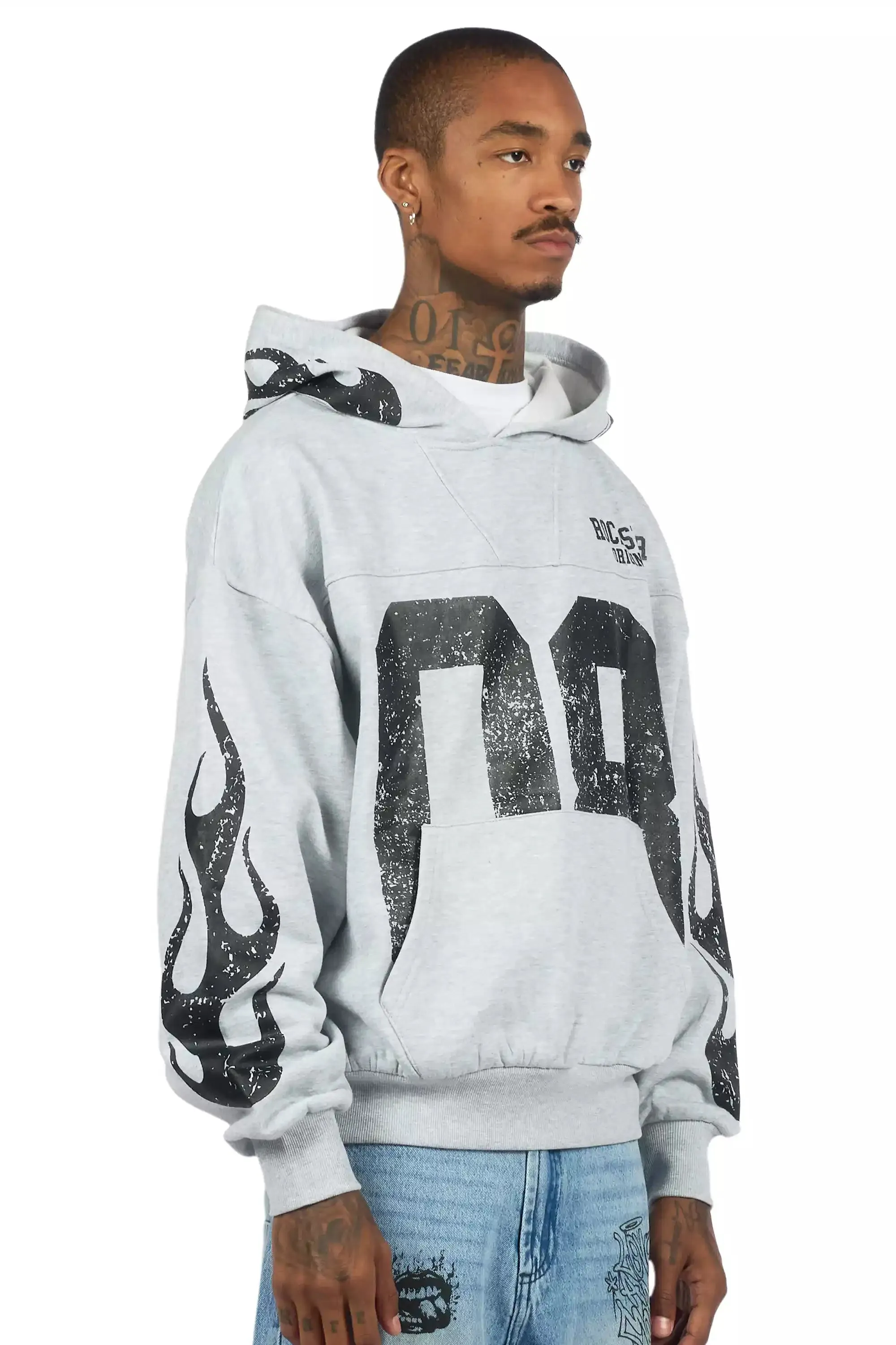 Aubin Heather Grey Boxy Crop Hoodie sold by Rockstar Original product image thumbnail 3