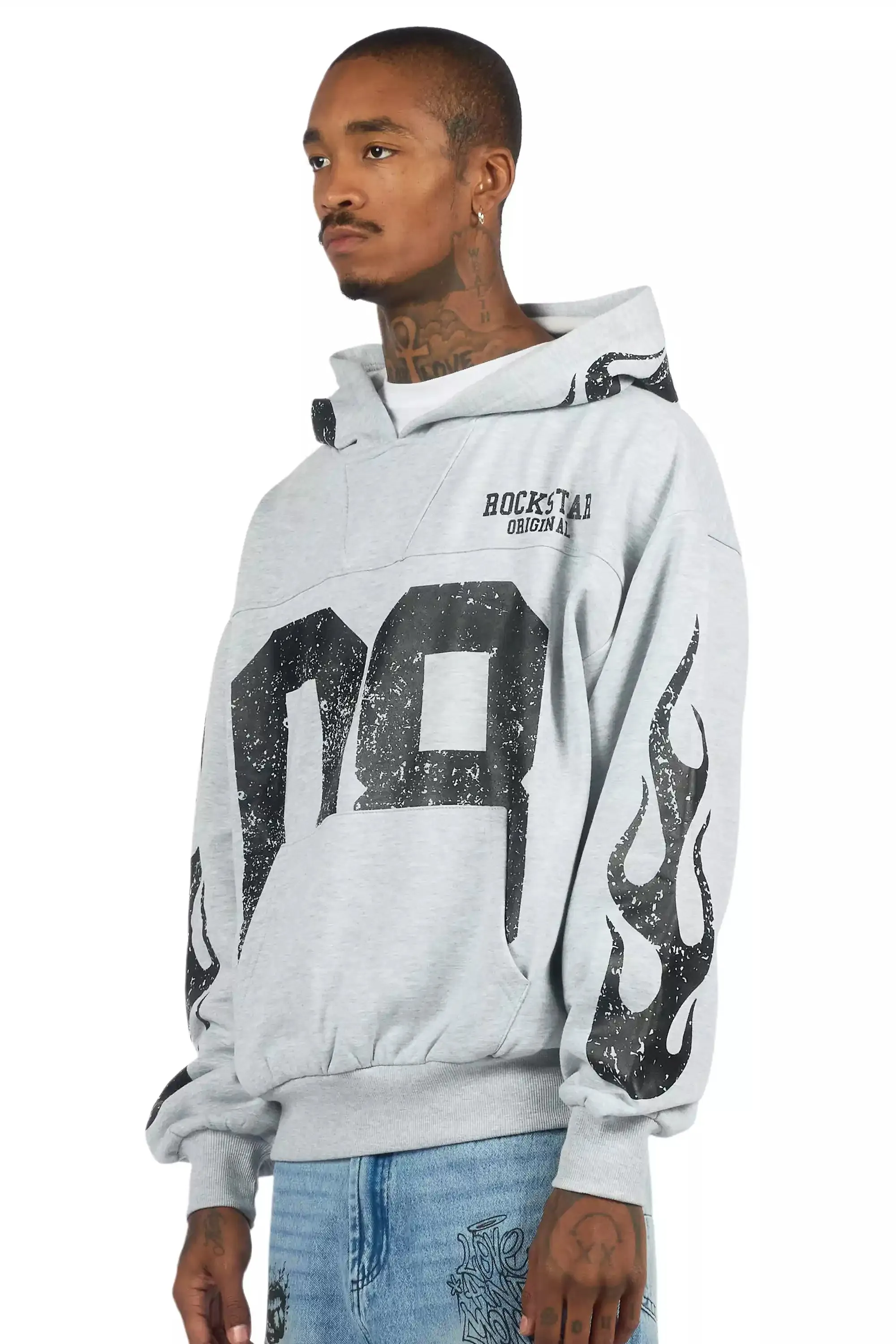 Aubin Heather Grey Boxy Crop Hoodie sold by Rockstar Original product image thumbnail 5