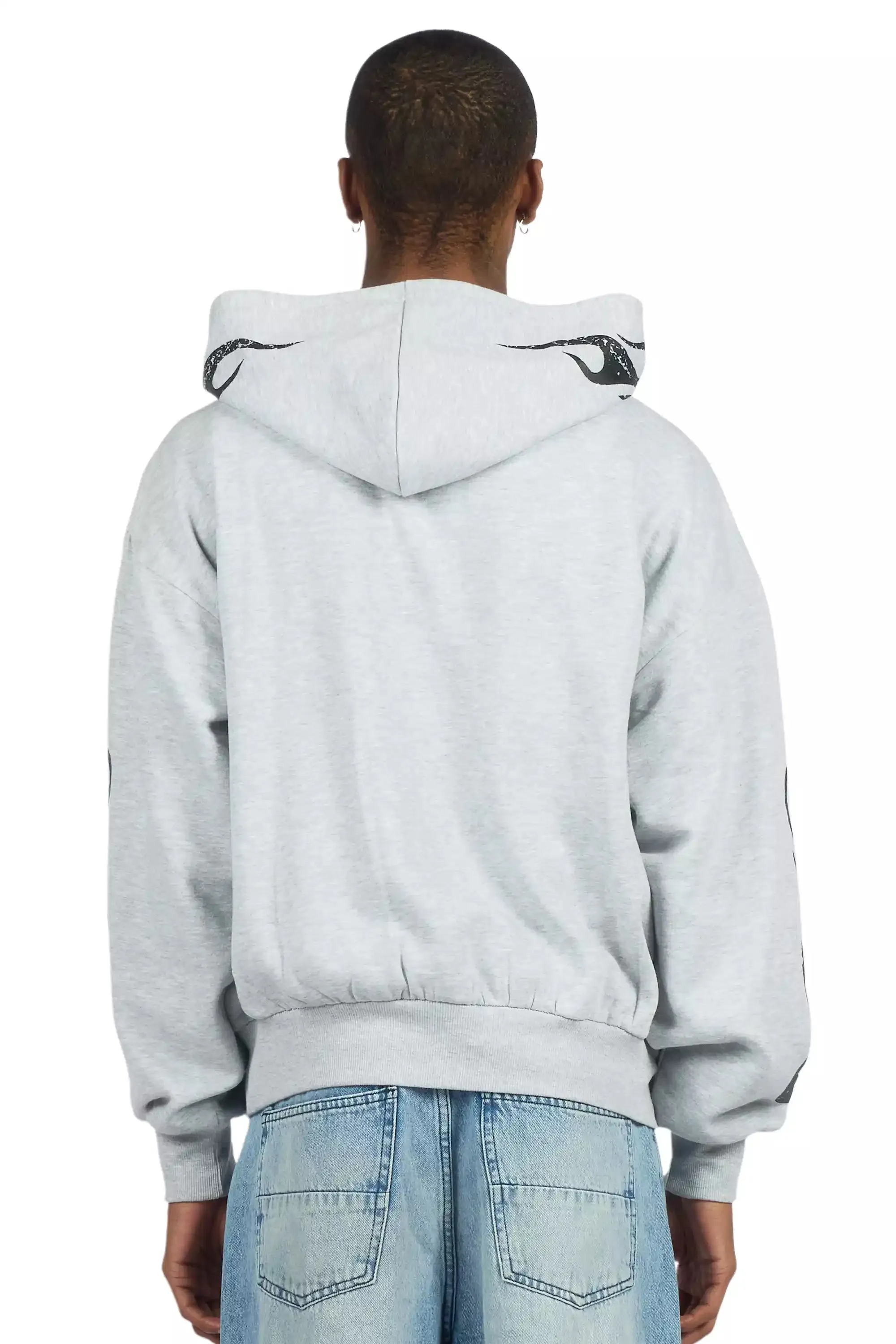 Aubin Heather Grey Boxy Crop Hoodie sold by Rockstar Original product image thumbnail 4