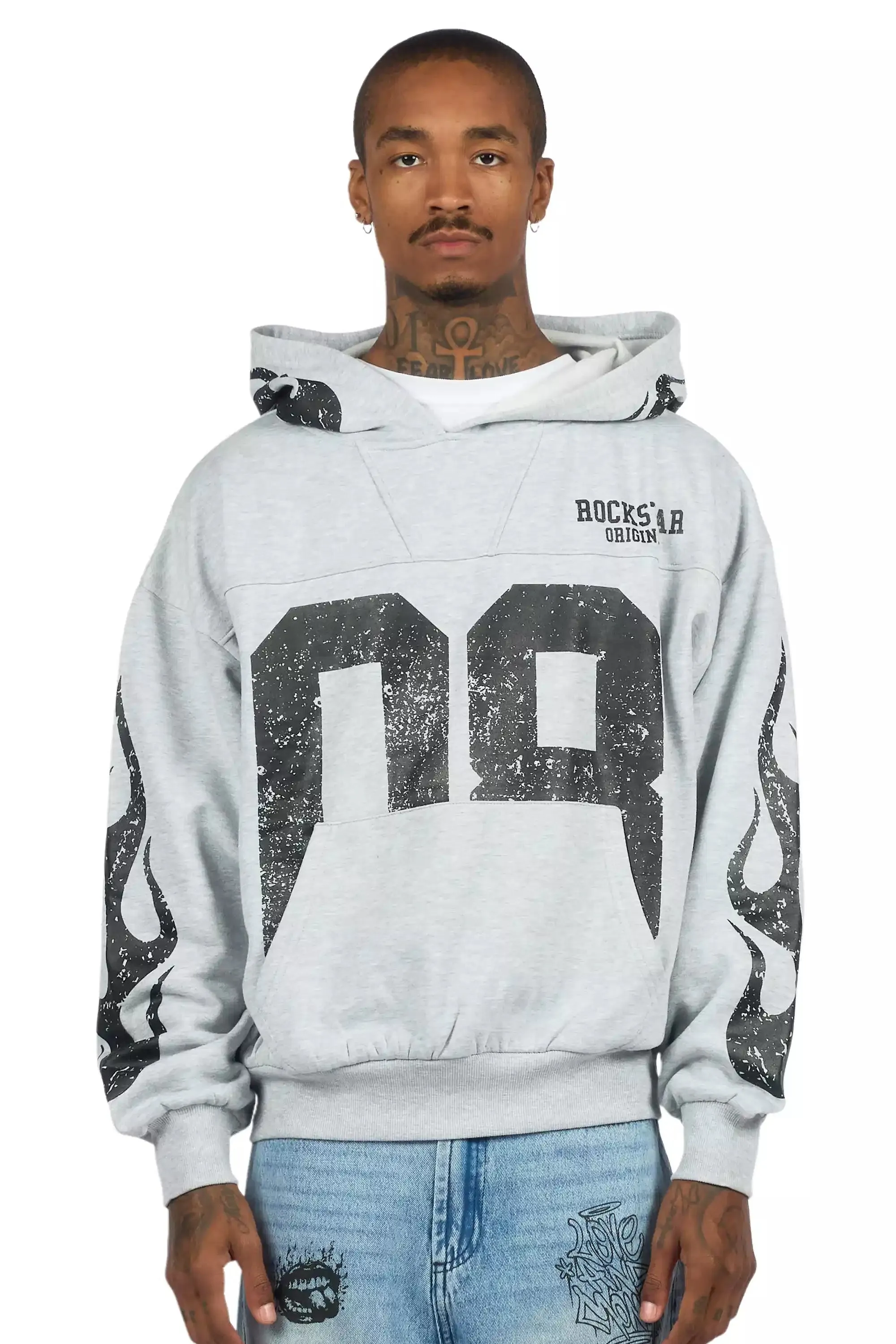 Aubin Heather Grey Boxy Crop Hoodie sold by Rockstar Original product image thumbnail 2