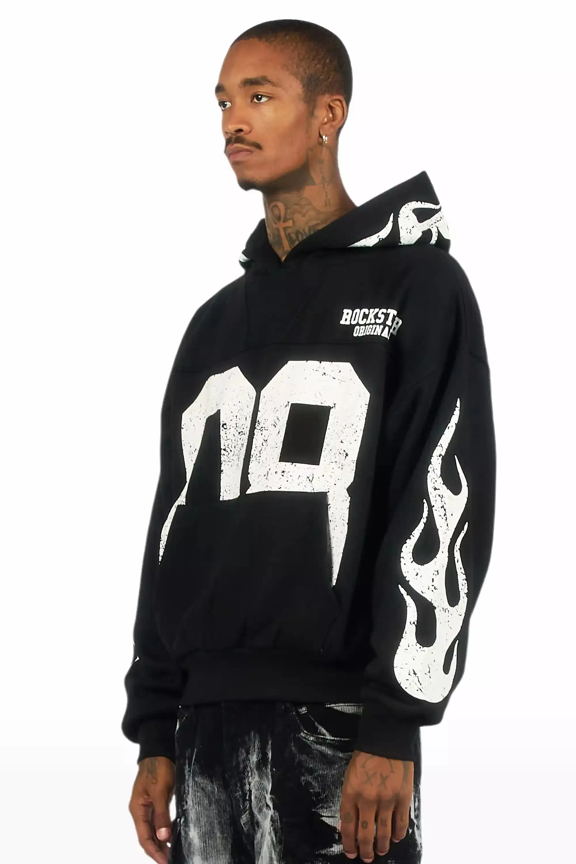 Aubin Black Boxy Crop Hoodie sold by Rockstar Original product image thumbnail 3