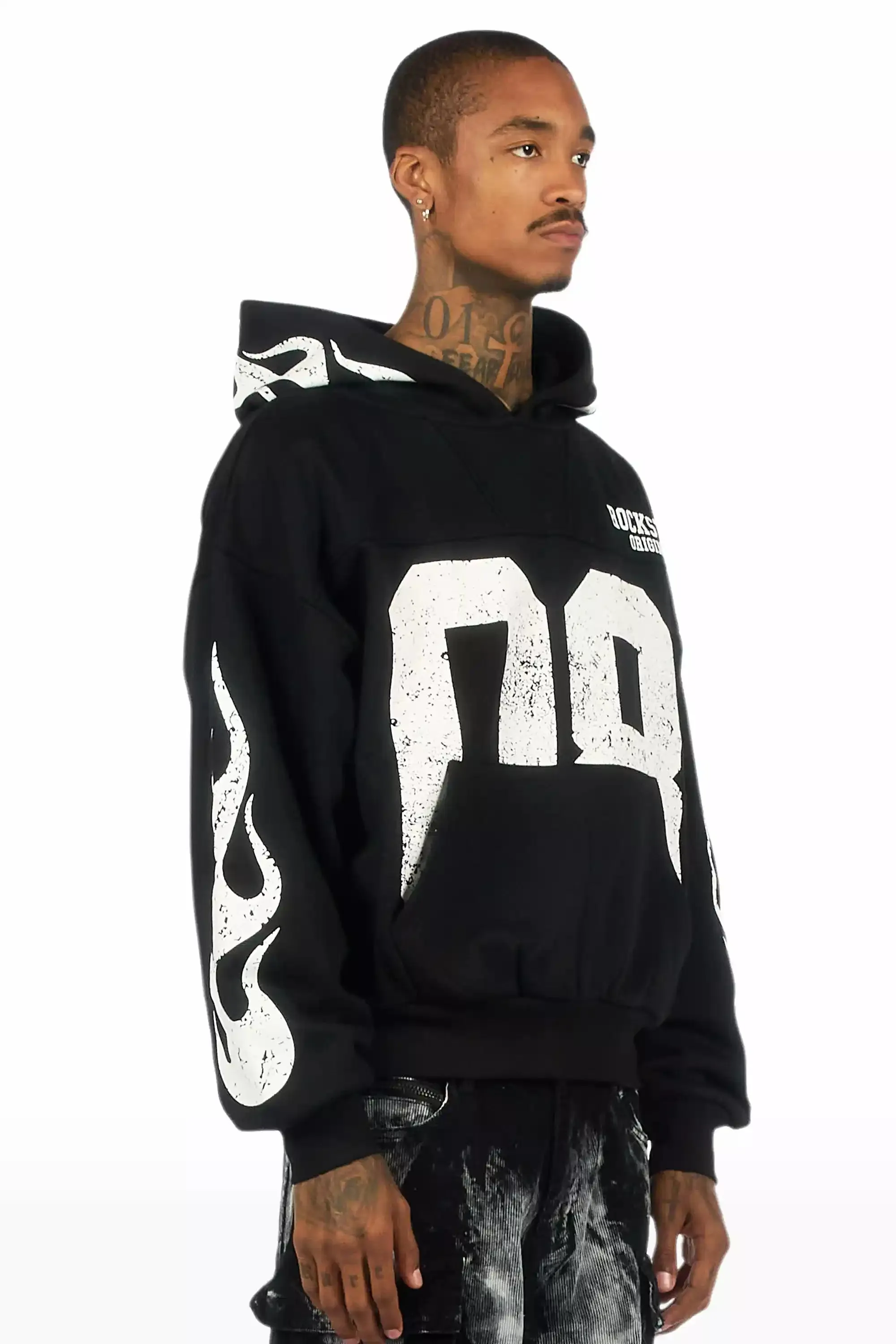 Aubin Black Boxy Crop Hoodie sold by Rockstar Original product image thumbnail 4