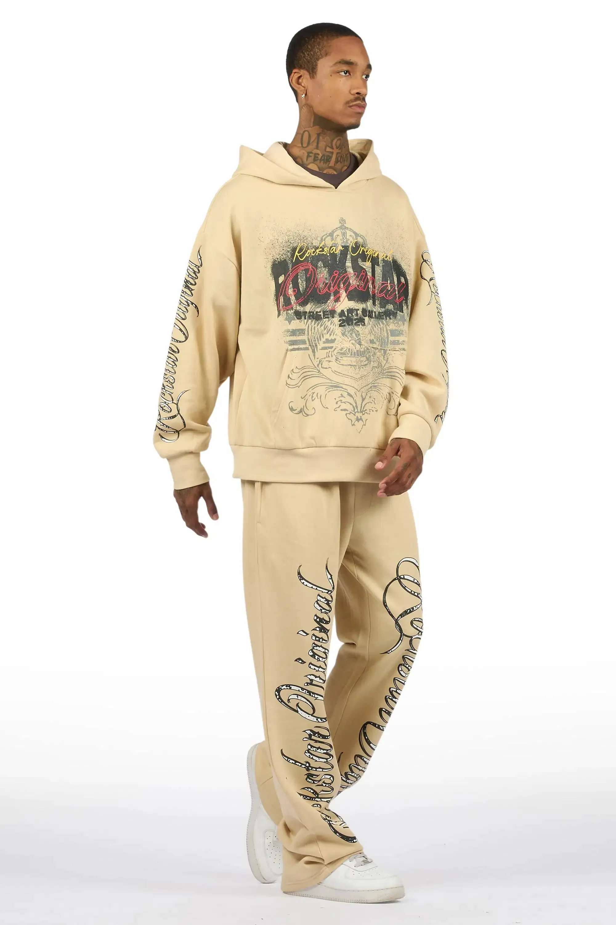 Enkel Beige Hoodie/Baggy Pant Track Set sold by Rockstar Original product image thumbnail 4