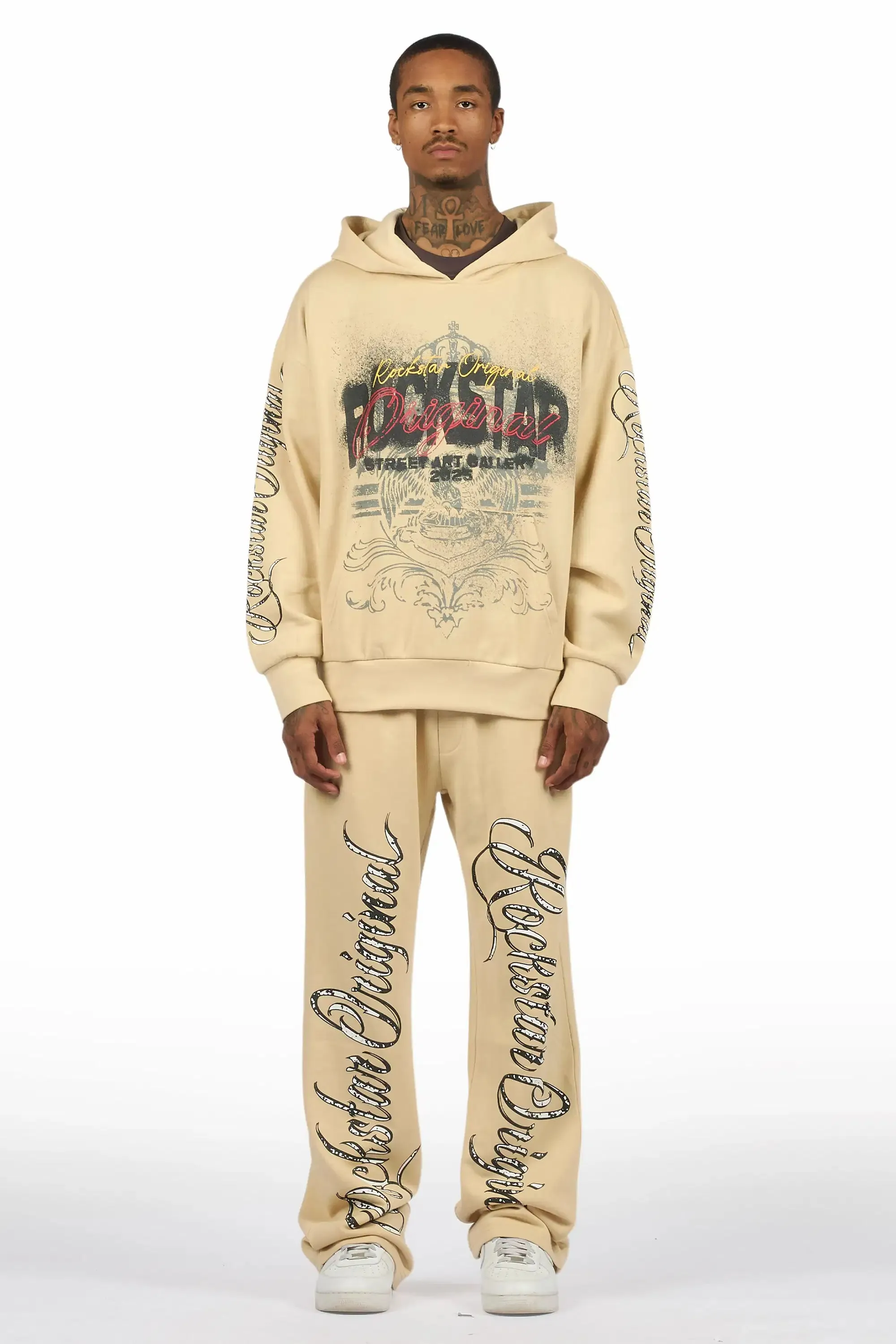 Enkel Beige Hoodie/Baggy Pant Track Set sold by Rockstar Original product image thumbnail 2