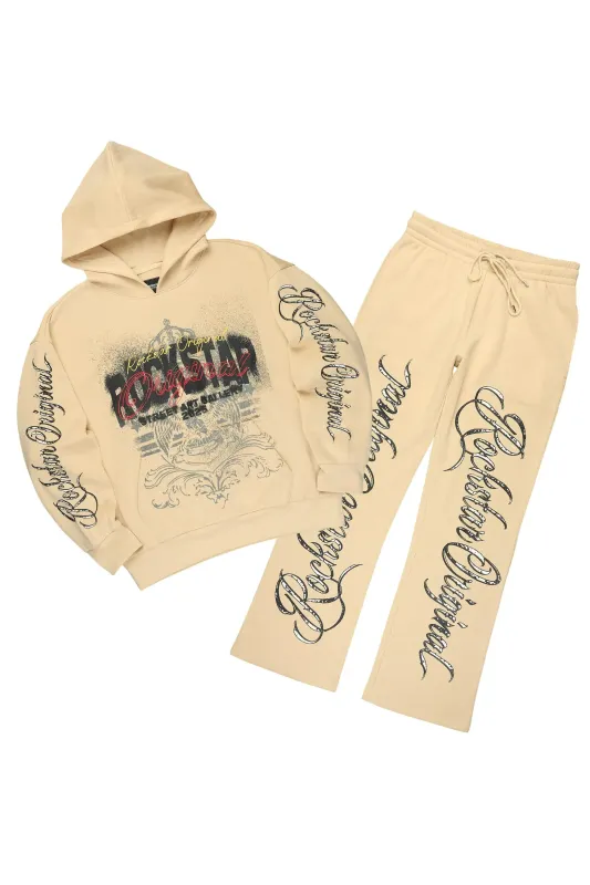 Enkel Beige Hoodie/Baggy Pant Track Set sold by Rockstar Original