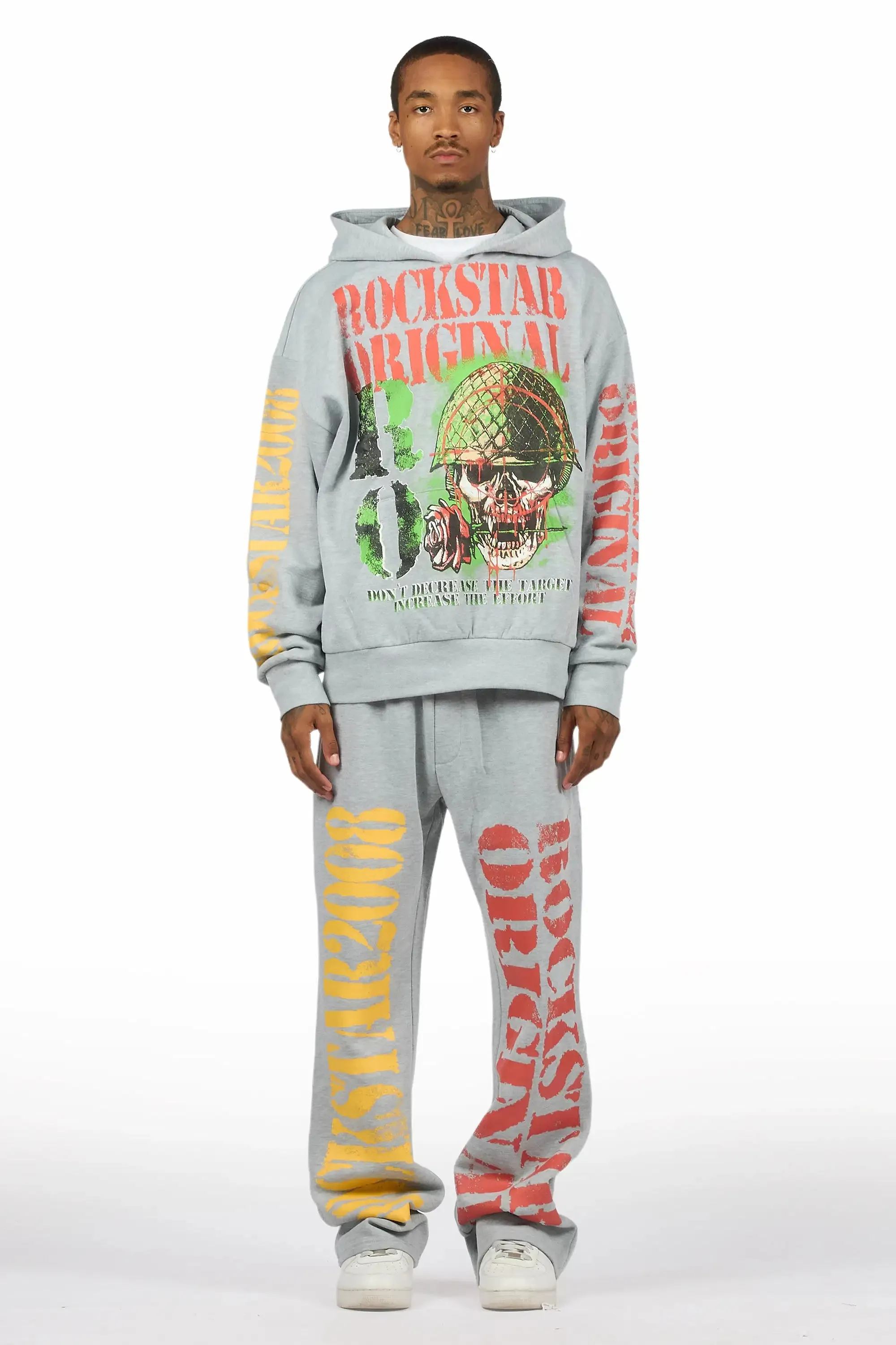Killshot Romance Heather Grey Hoodie/Baggy Pant Track Set sold by Rockstar Original product image thumbnail 2