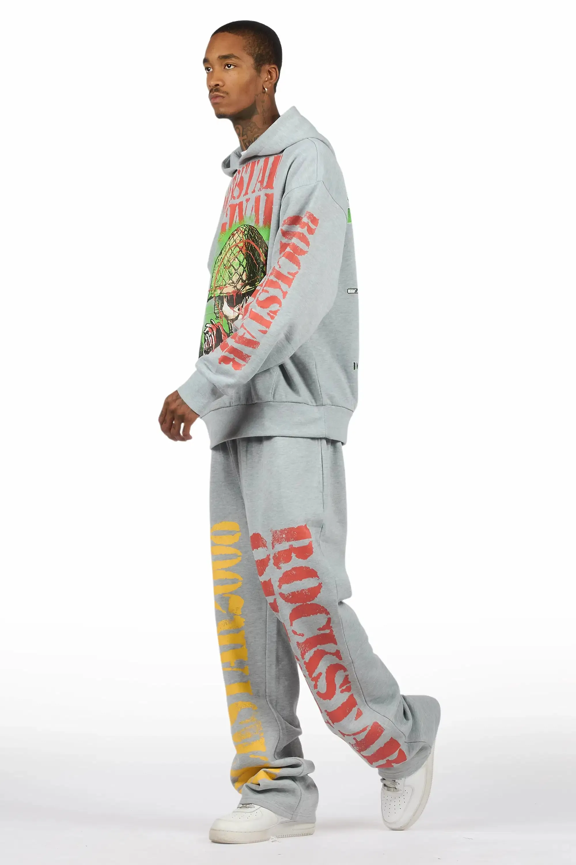 Killshot Romance Heather Grey Hoodie/Baggy Pant Track Set sold by Rockstar Original product image thumbnail 5