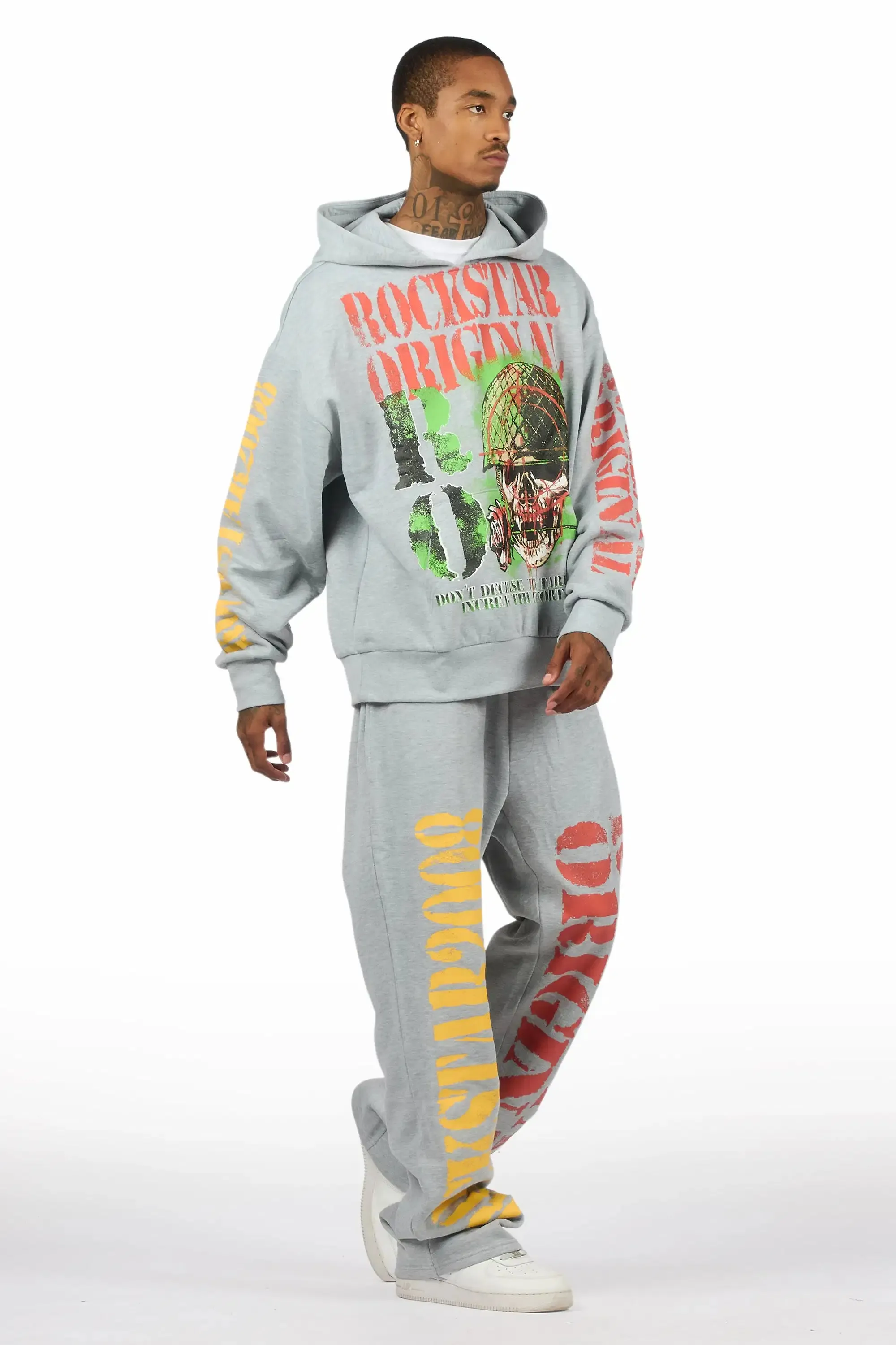 Killshot Romance Heather Grey Hoodie/Baggy Pant Track Set sold by Rockstar Original product image thumbnail 3