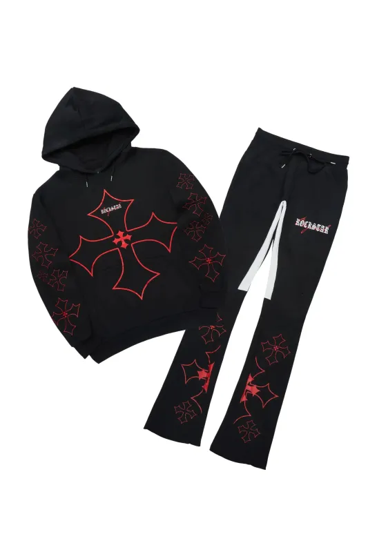 Sargo Black/Red Hoodie/Stacked Flare Track Set sold by Rockstar Original
