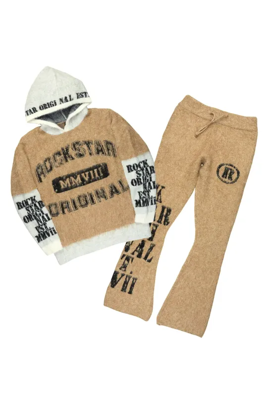 Steri Beige Mohair Hoodie Stacked Flare Track Set sold by Rockstar Original
