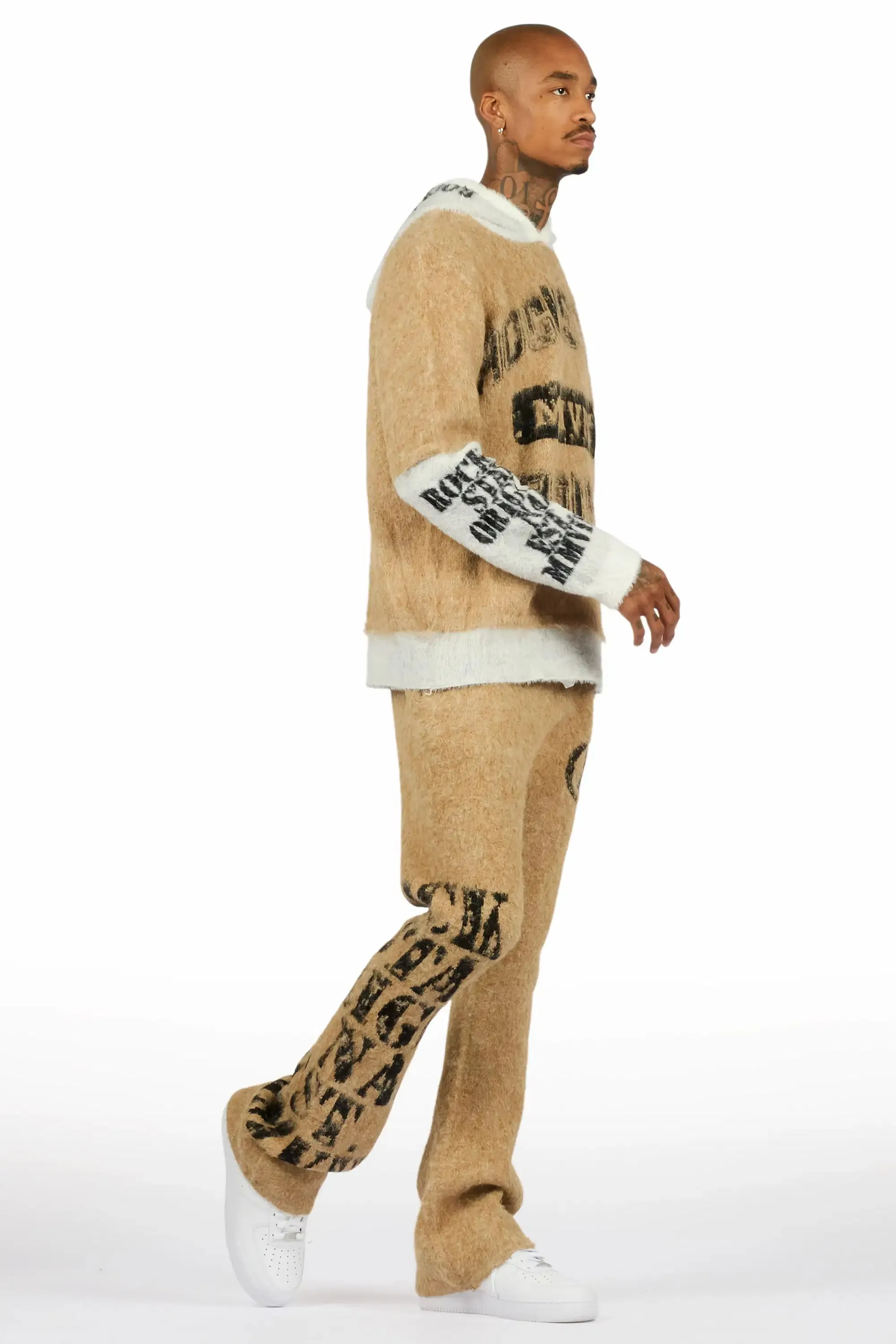 Steri Beige Mohair Hoodie Stacked Flare Track Set sold by Rockstar Original product image thumbnail 3