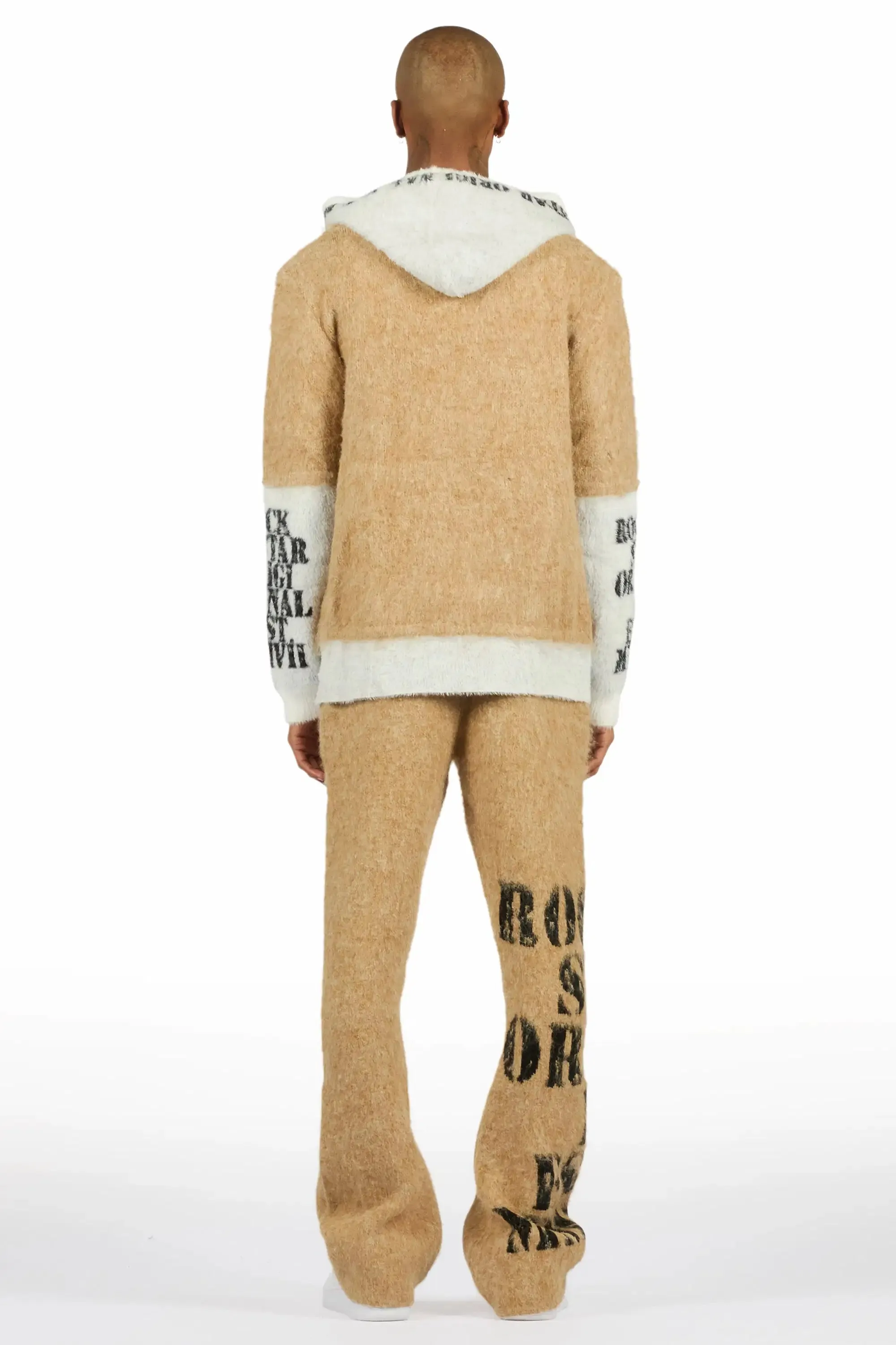 Steri Beige Mohair Hoodie Stacked Flare Track Set sold by Rockstar Original product image thumbnail 4