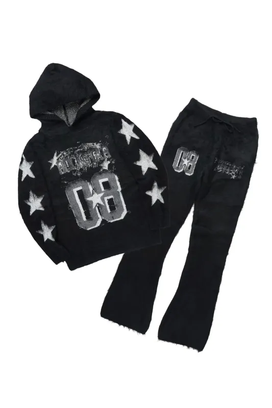 Allstar Black Hoodie Stacked Flare Knitted Mohair Track Set sold by Rockstar Original