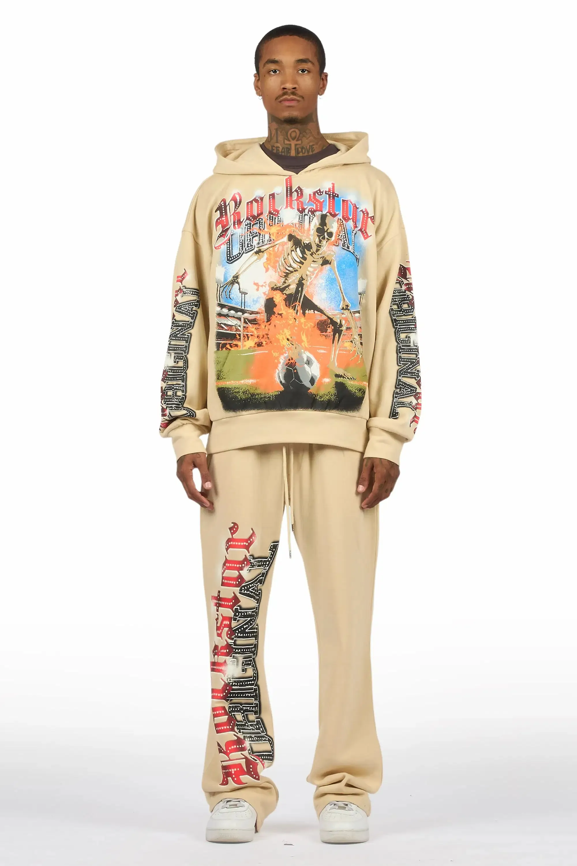 Graive Beige Hoodie/Baggy Pant Track Set sold by Rockstar Original product image thumbnail 2