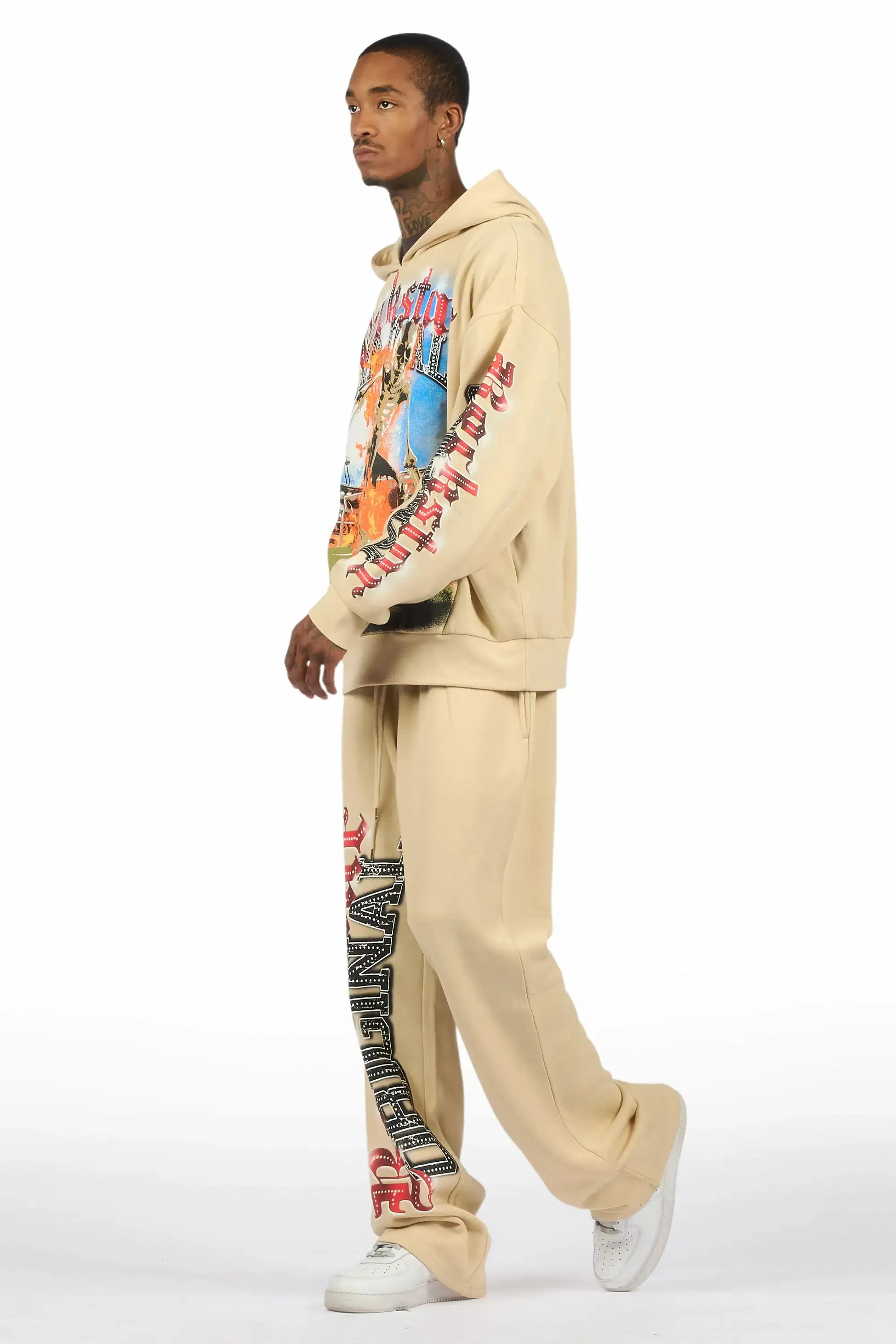 Graive Beige Hoodie/Baggy Pant Track Set sold by Rockstar Original product image thumbnail 5