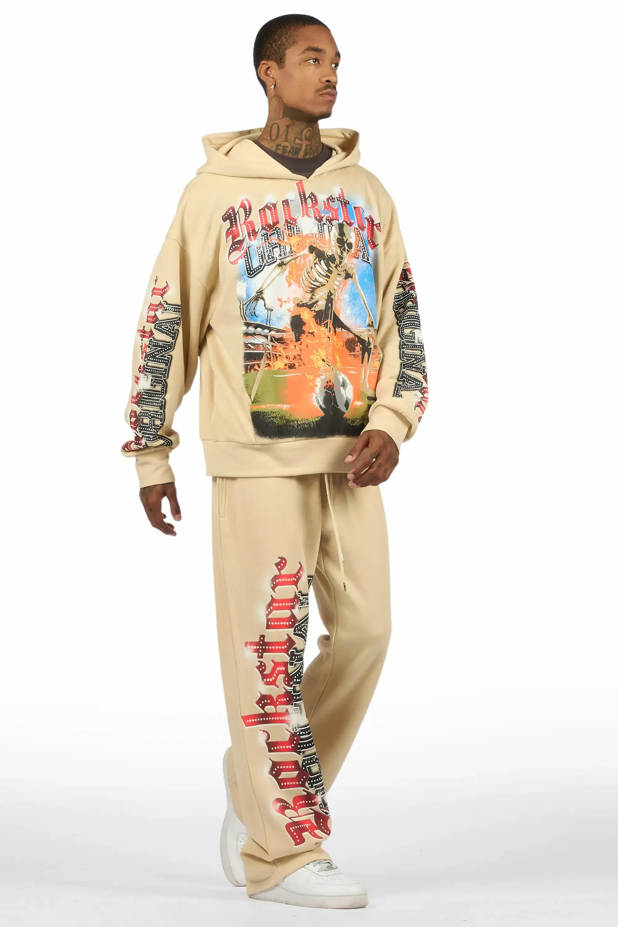 Graive Beige Hoodie/Baggy Pant Track Set sold by Rockstar Original product image thumbnail 3