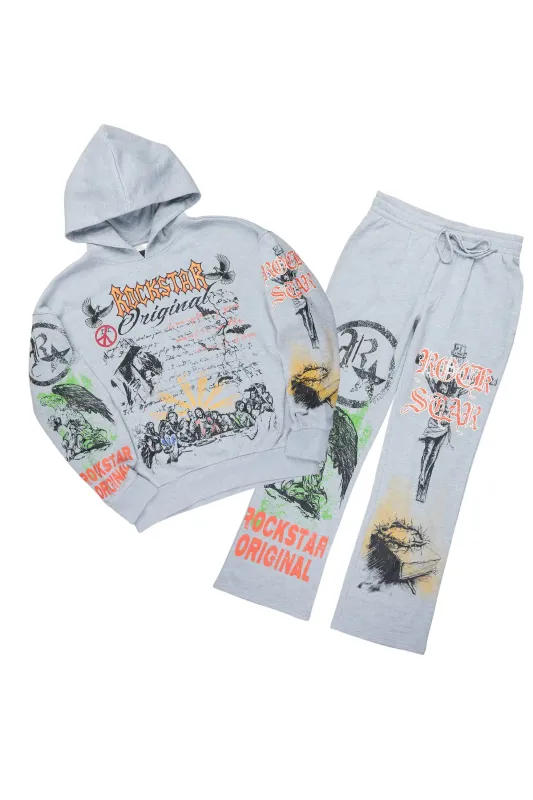 Suppersketch Heather Grey Hoodie/Baggy Track Pant Set sold by Rockstar Original