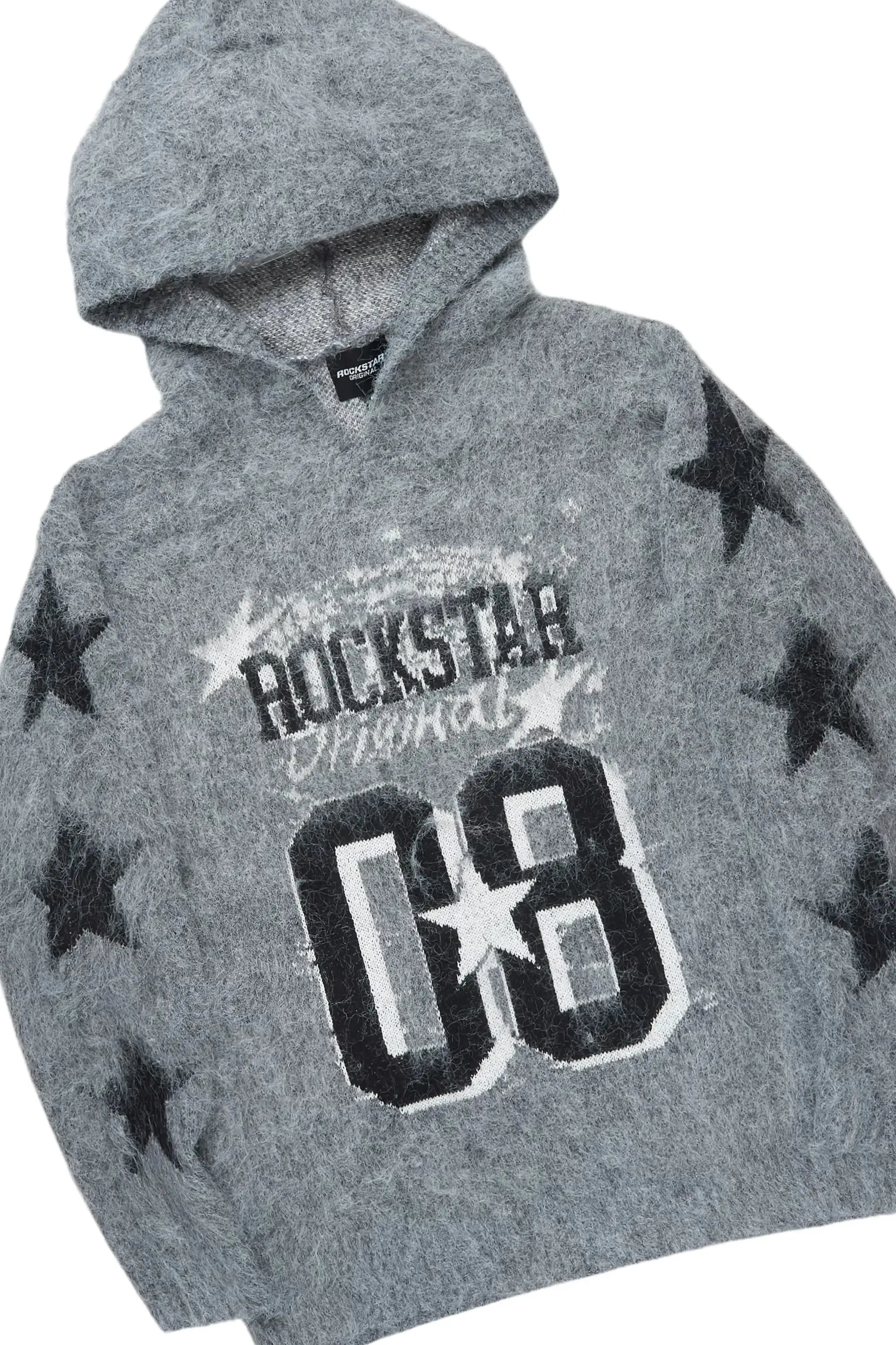 Allstar Grey Hoodie Stacked Flare Knitted Mohair Track Set sold by Rockstar Original product image thumbnail 2
