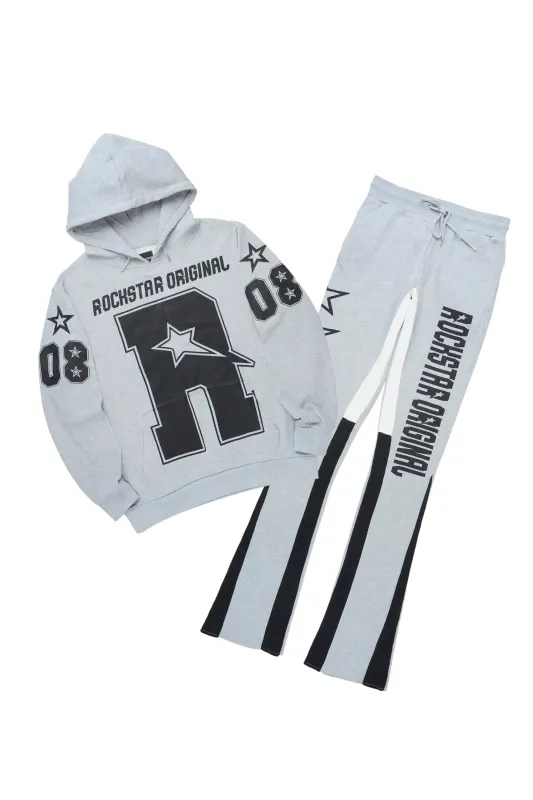 Skender Heather Grey/Black Hoodie/Stacked Flare Track Set sold by Rockstar Original