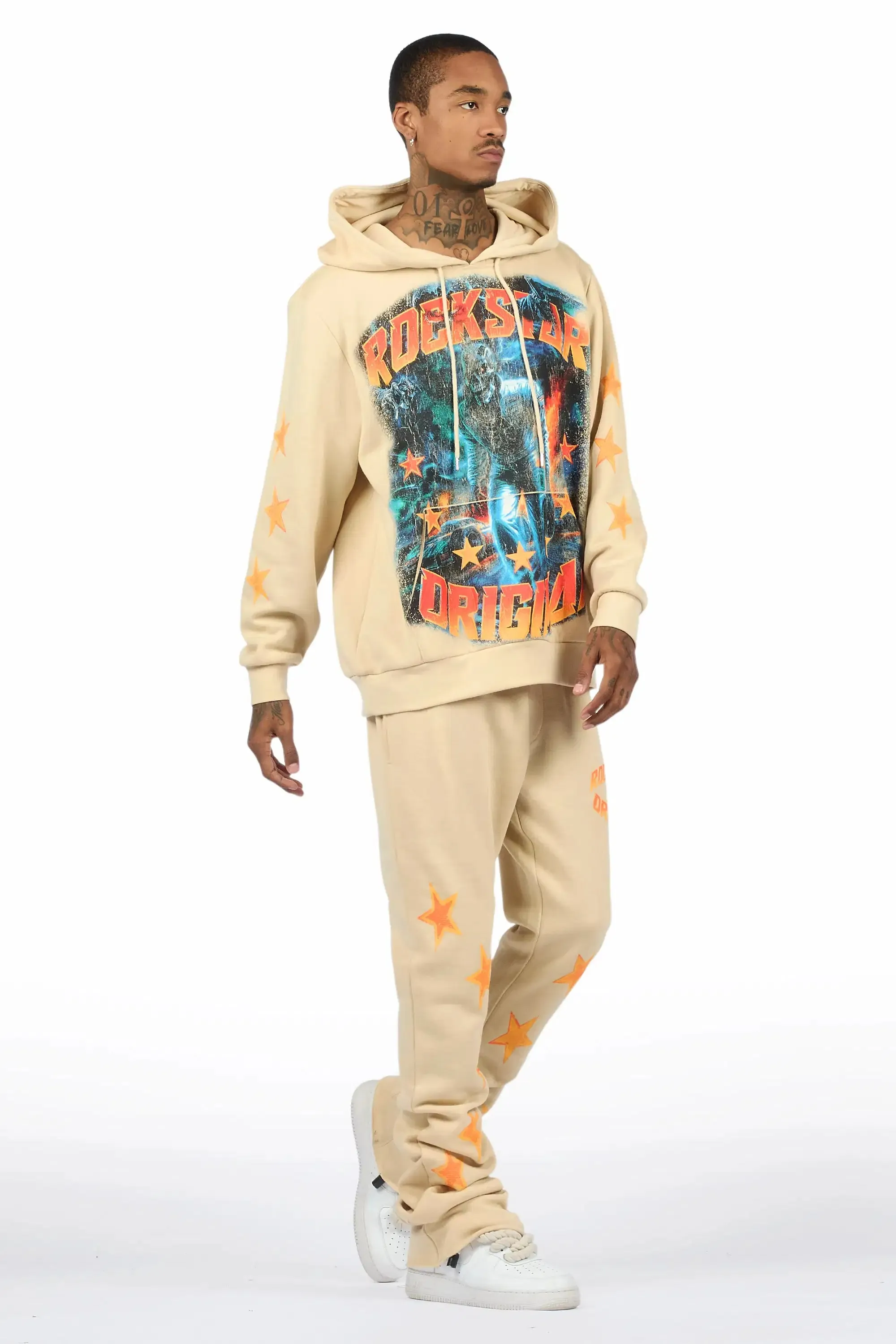 Torque Beige Hoodie/Stacked Pant Track Set sold by Rockstar Original product image thumbnail 4