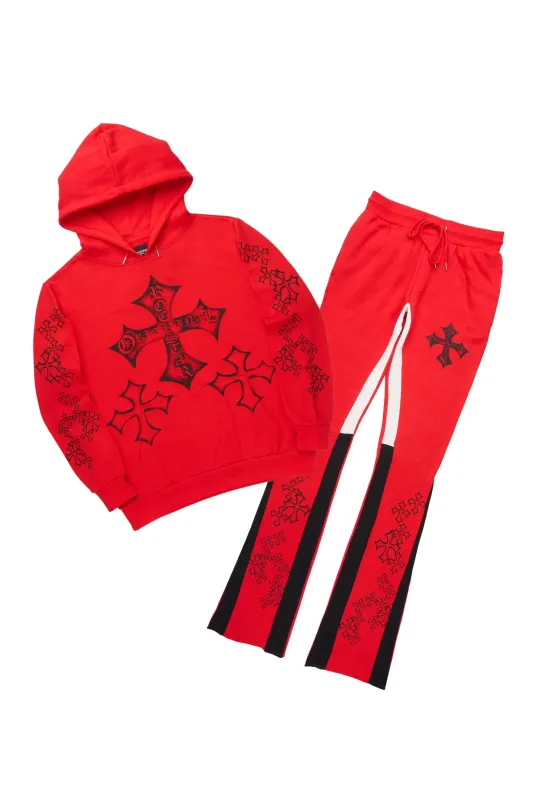 Marzion Red/Black Hoodie/Stacked Flare Track Set sold by Rockstar Original