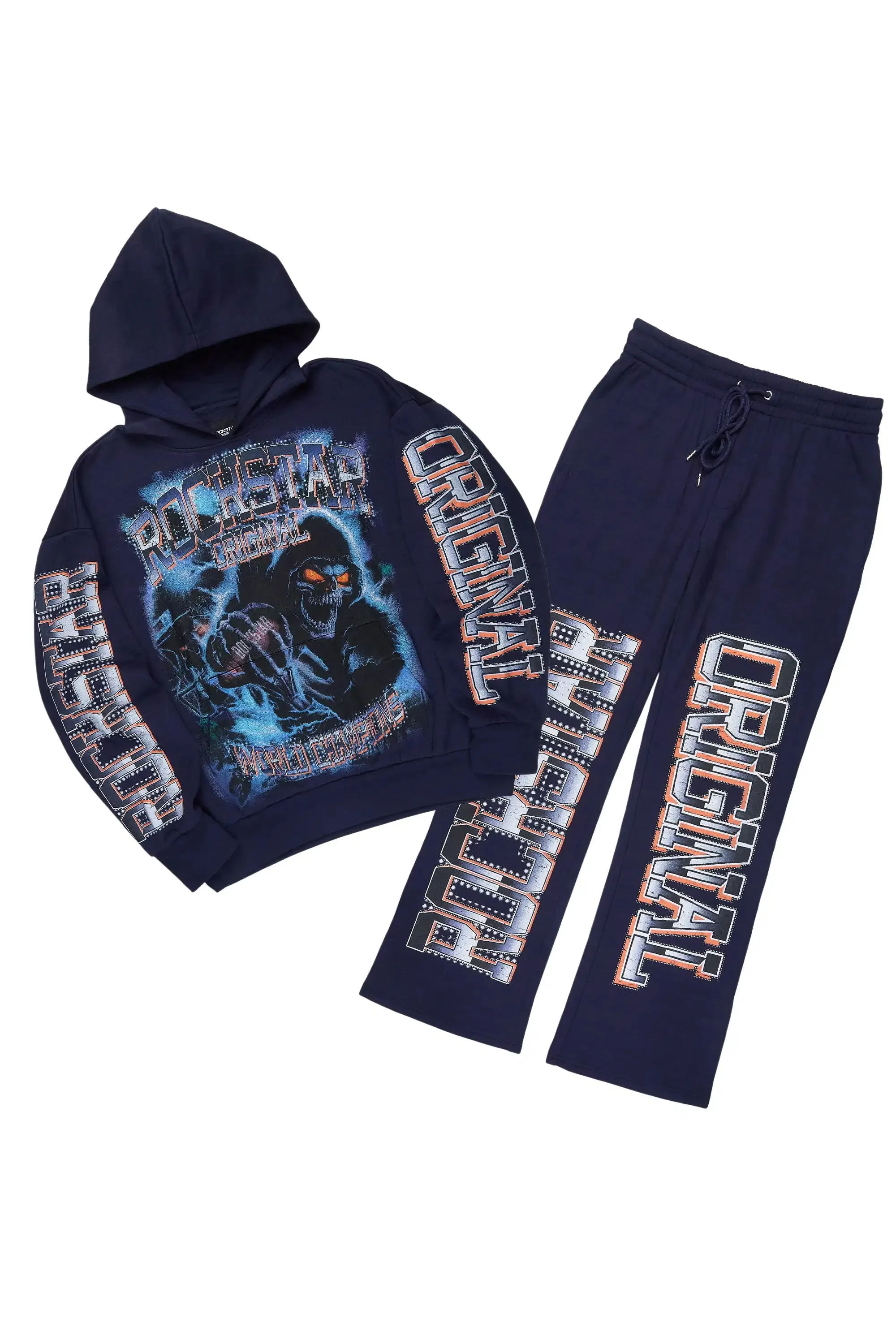 Kross Navy Hoodie/Baggy Pant Track Set sold by Rockstar Original