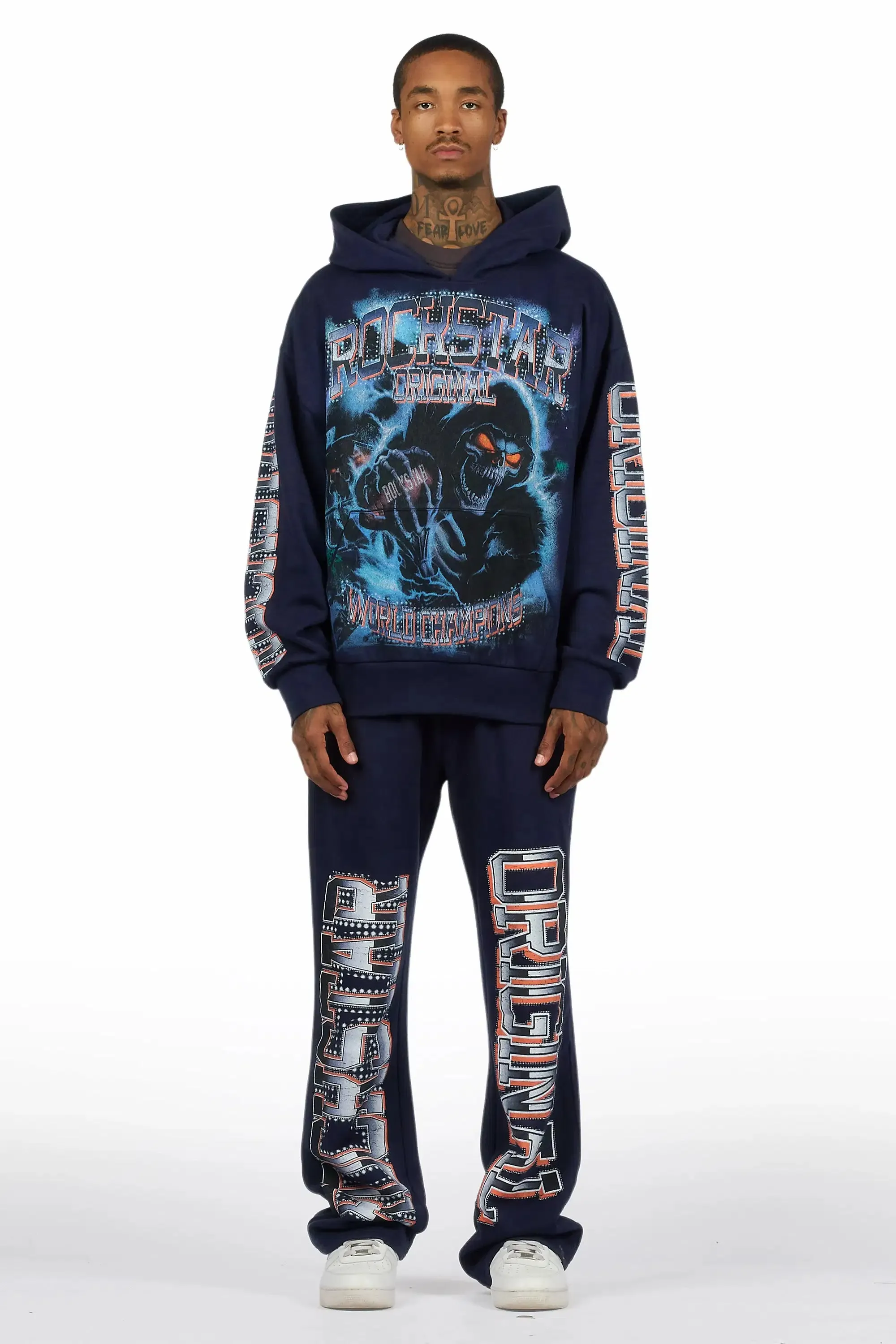 Kross Navy Hoodie/Baggy Pant Track Set sold by Rockstar Original product image thumbnail 2