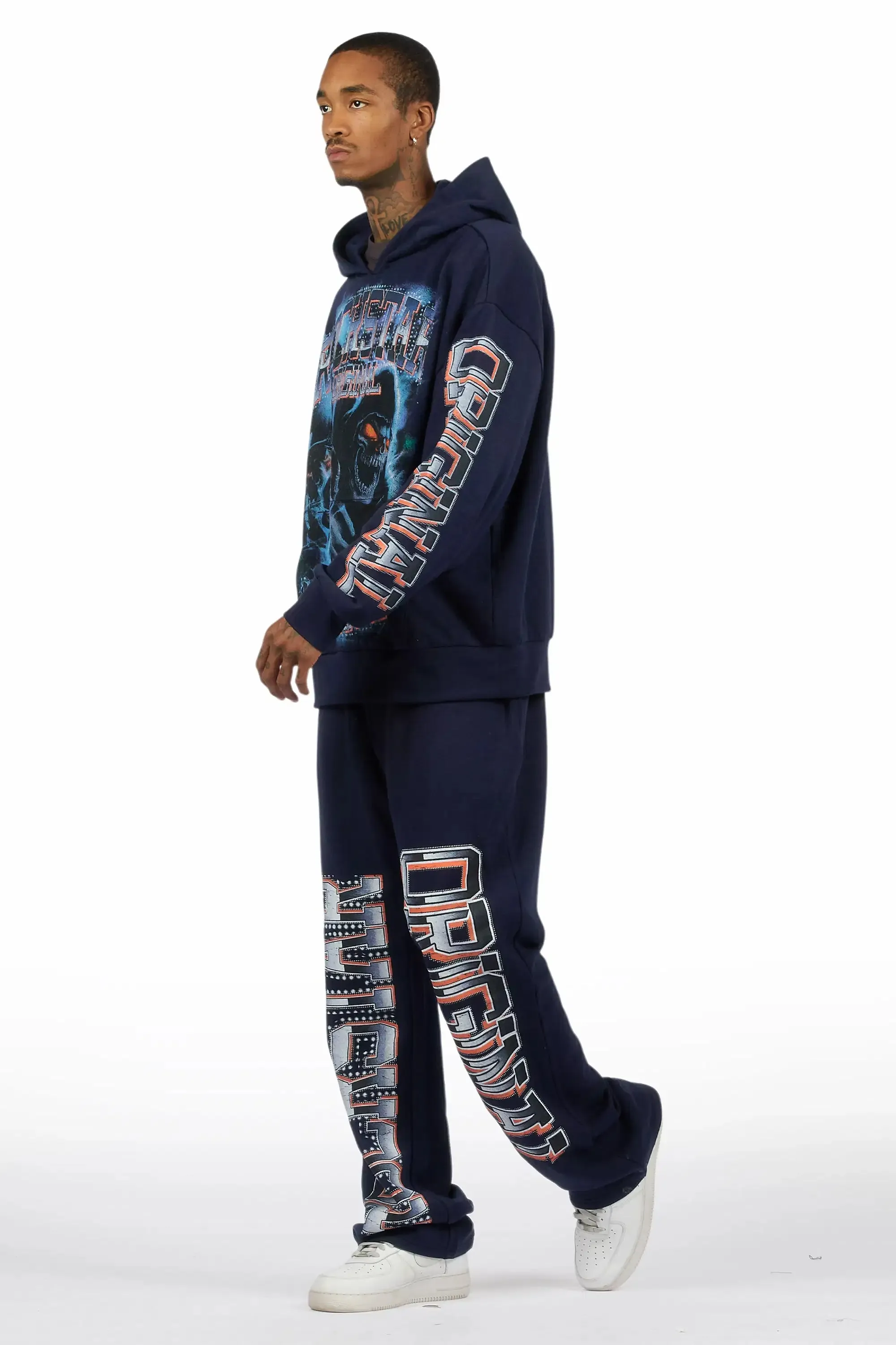 Kross Navy Hoodie/Baggy Pant Track Set sold by Rockstar Original product image thumbnail 5
