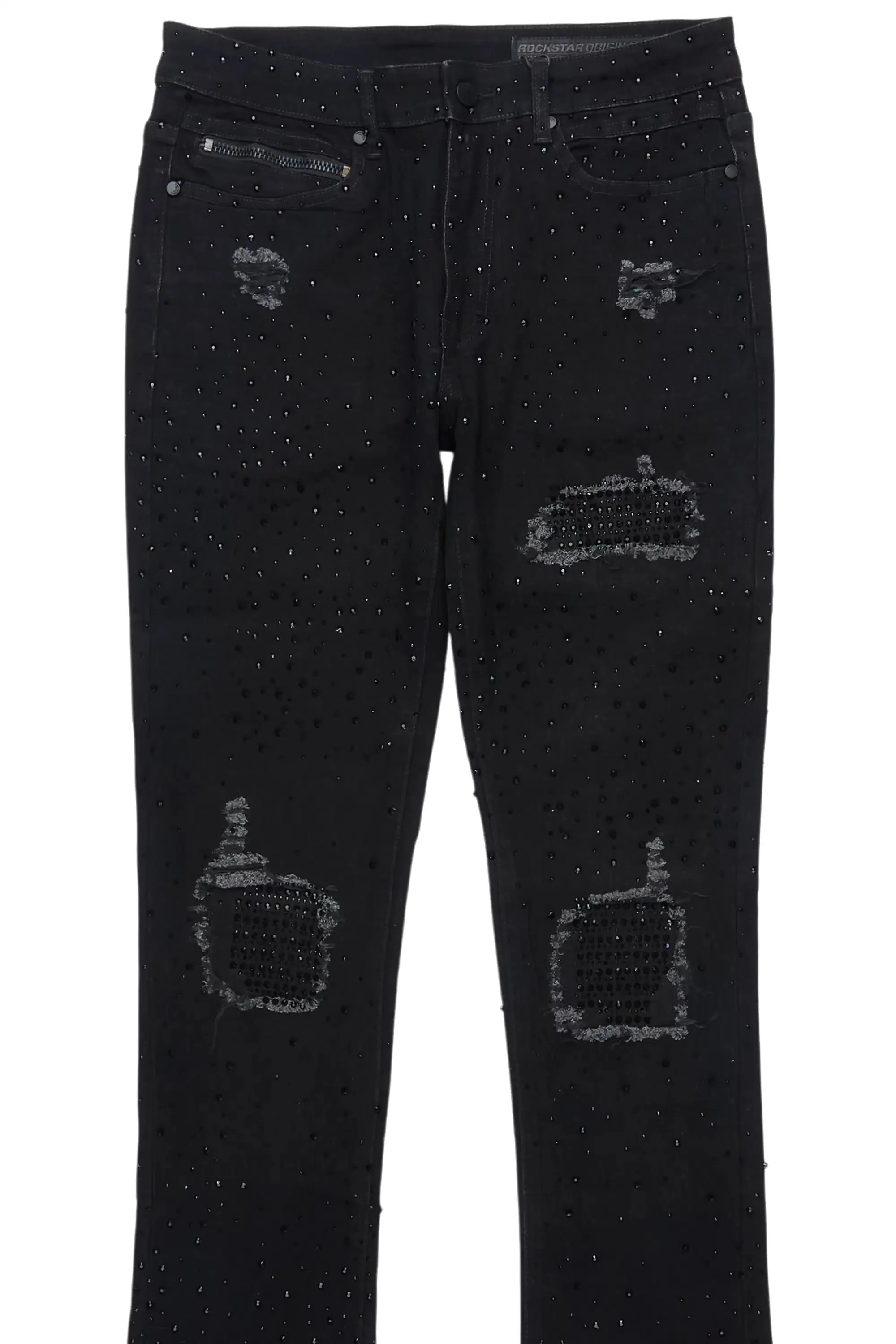 Prism Black/Black Rhinestone Stacked Flare Jean sold by Rockstar Original product image thumbnail 2