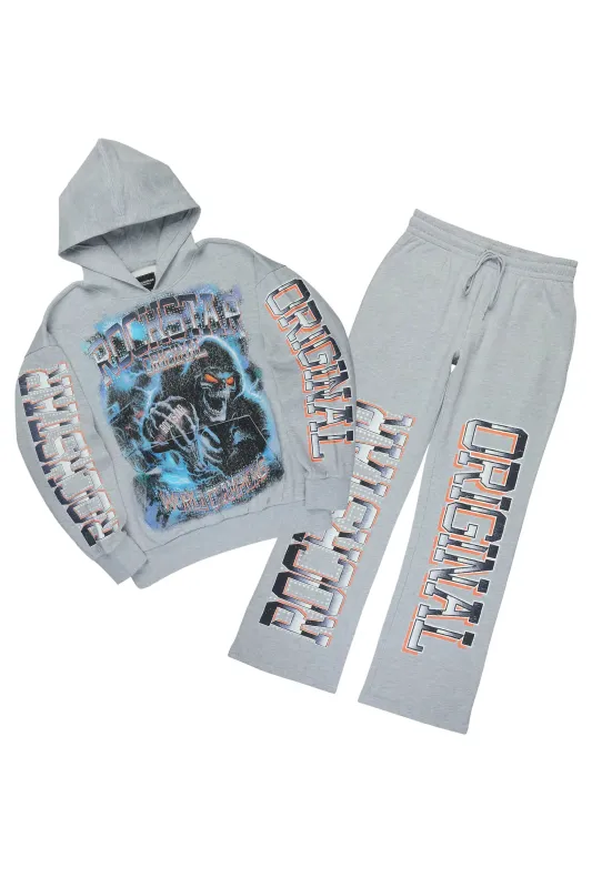 Kross Heather Grey Hoodie/Baggy Pant Track Set made by Rockstar Original