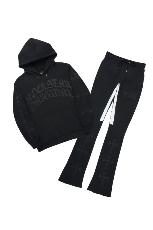 Michael Black/Black Hoodie/Stacked Flare Track Set sold by Rockstar Original