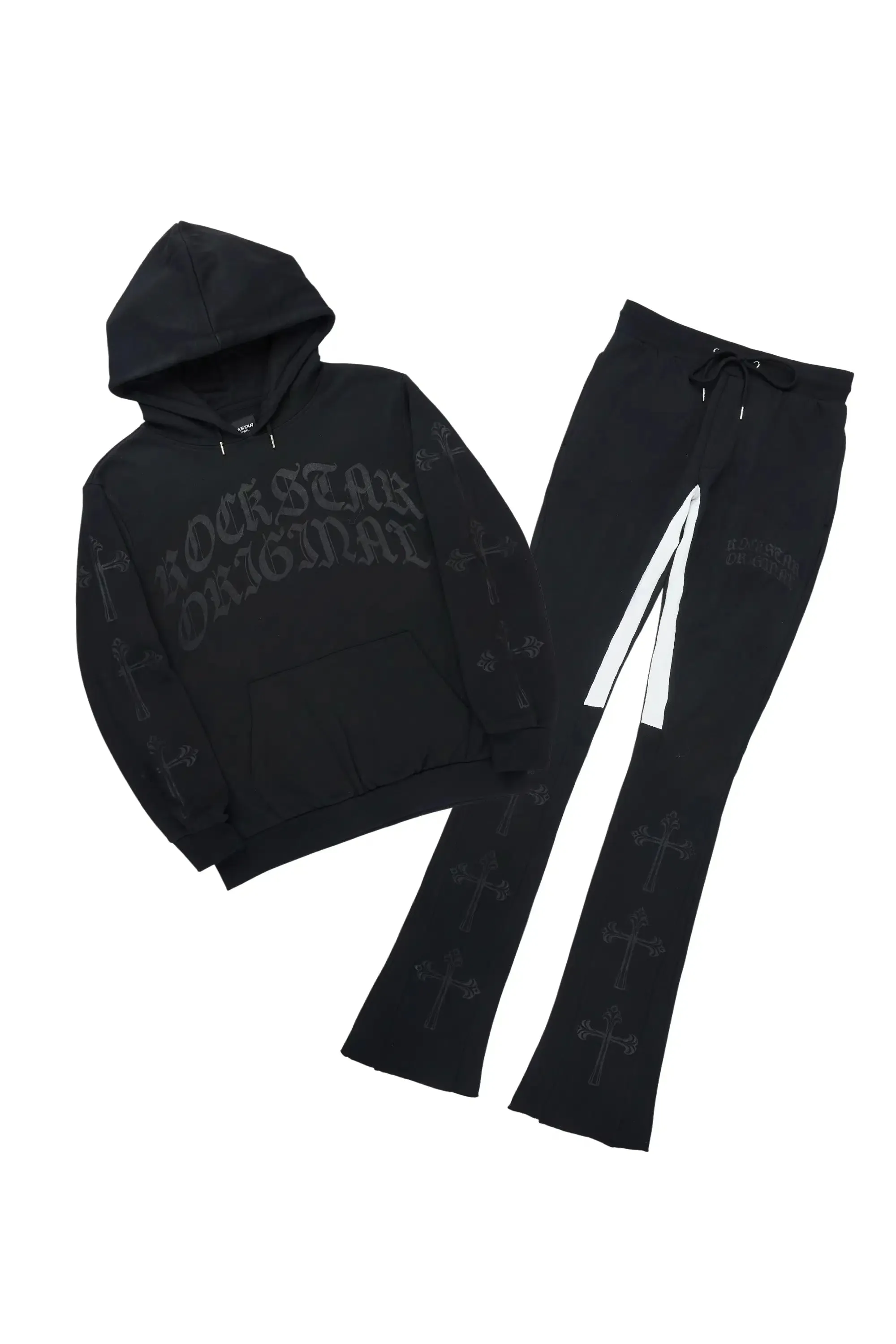 Michael Black/Black Hoodie/Stacked Flare Track Set sold by Rockstar Original
